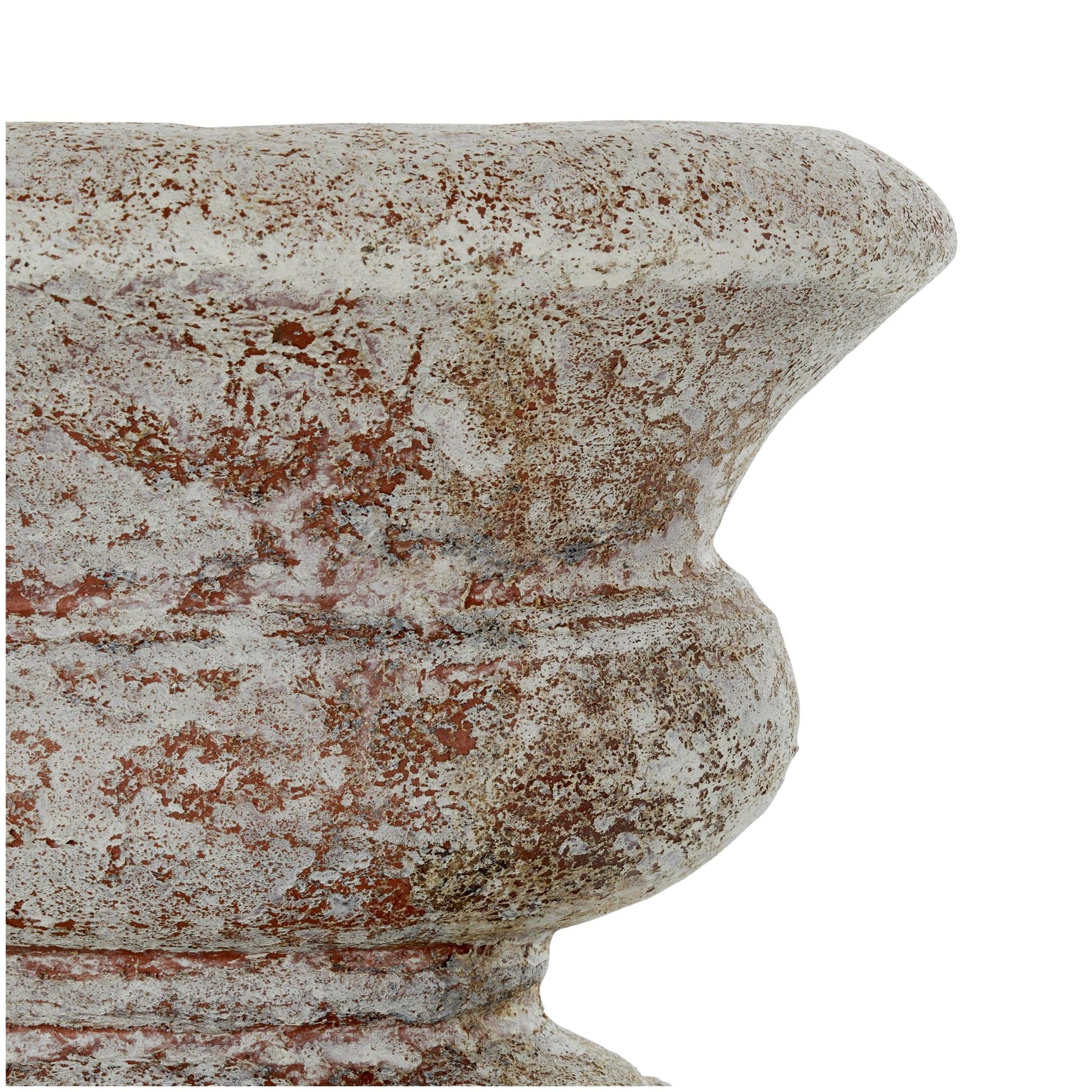 Brown Ceramic Antique Style Textured Wide Decorative Vase with Copper Accents