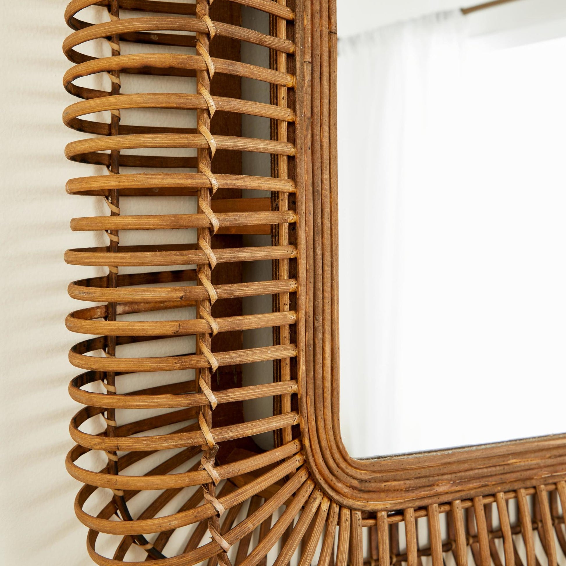 Tribal Brown Wood Handmade Woven Room Wall Mirror