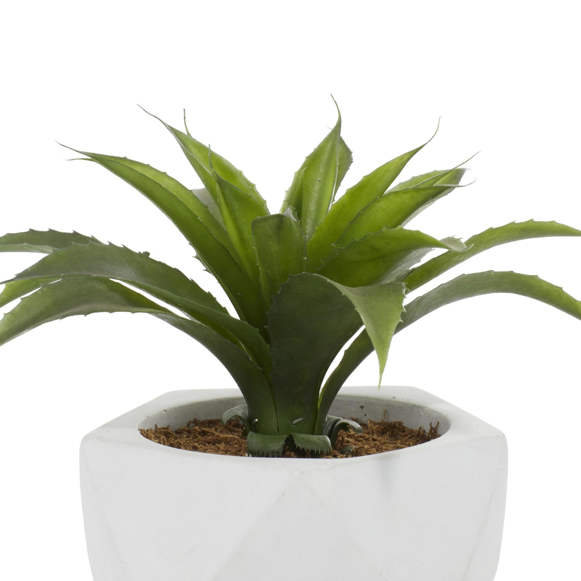 Agave Green Faux Foliage Indoor Outdoor Artificial Plant with Realistic Leaves and White Ceramic Pot