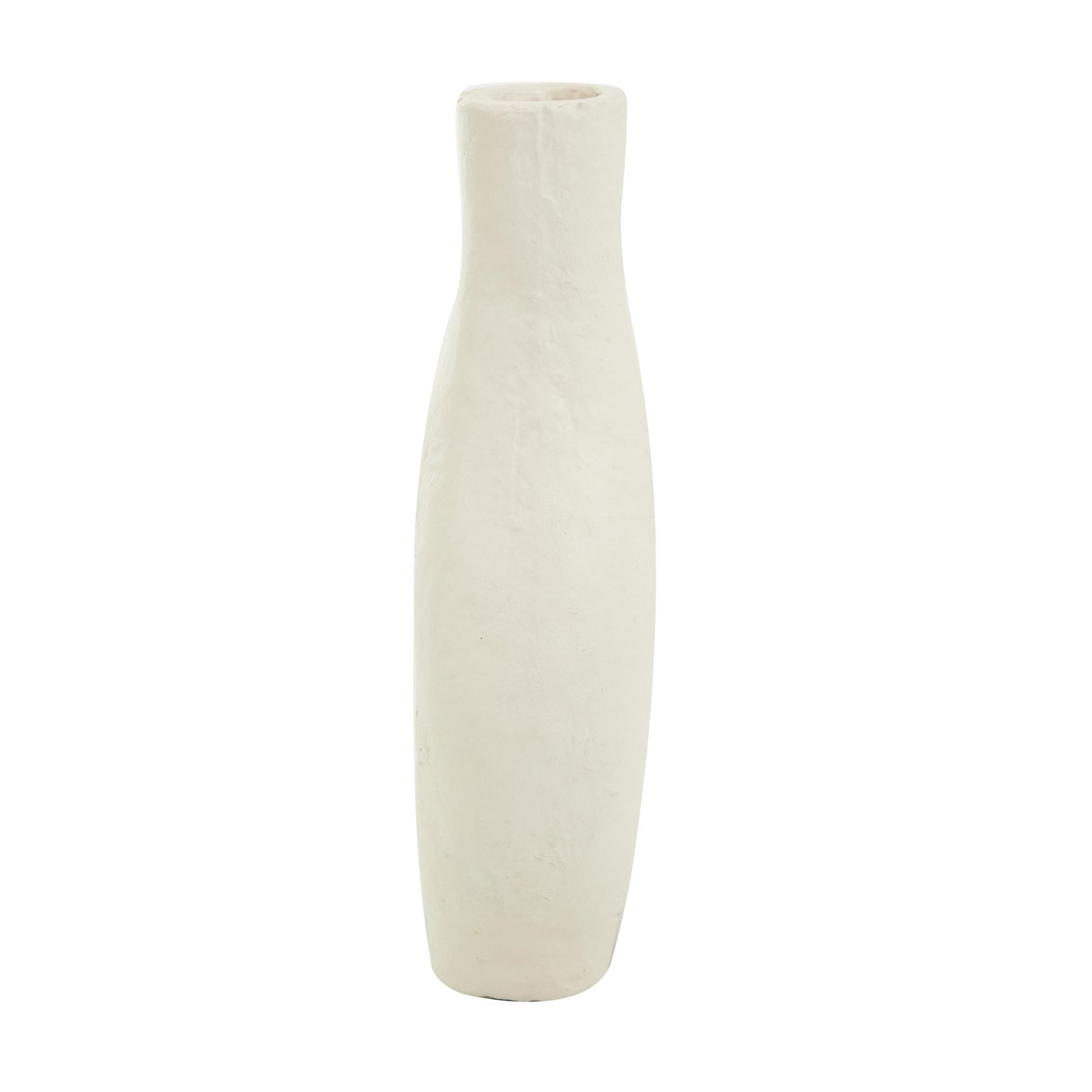Abstract Beige Paper Mache Rounded Decorative Vase with Double Openings