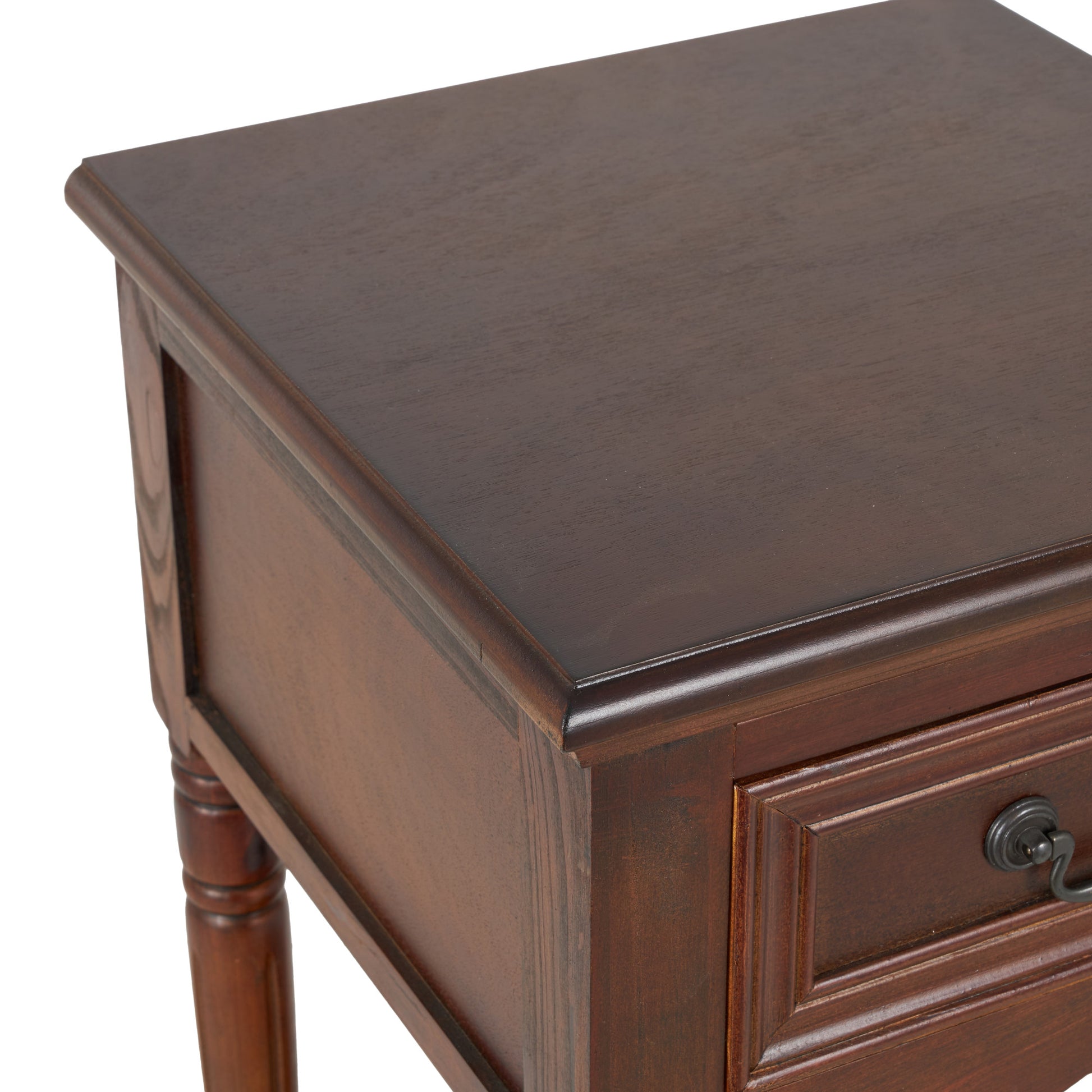 Brown Wood 1 Drawer Side End Accent Table