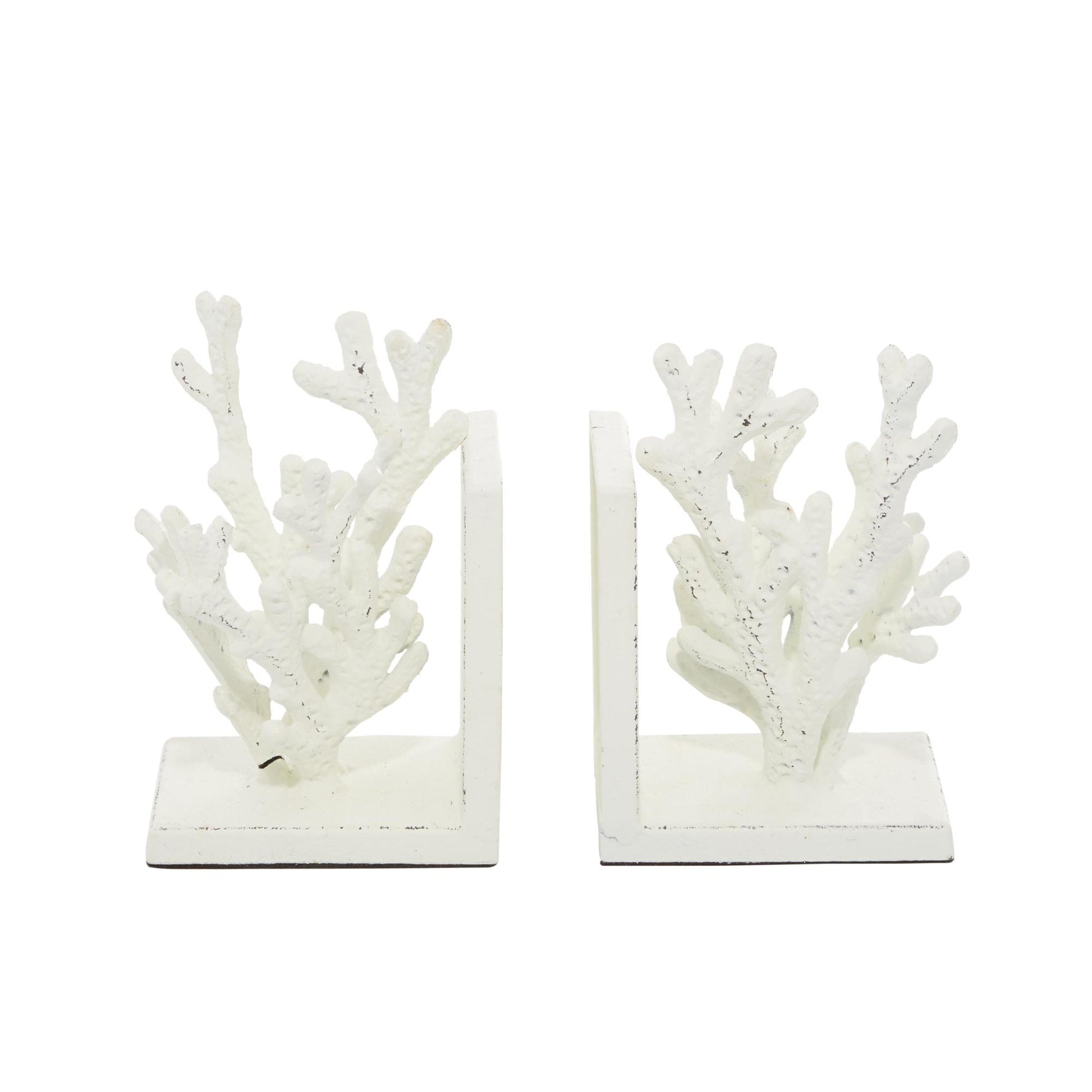Set of 2 Coral Metal Decorative Bookends Set of 2 5"W, 7"H