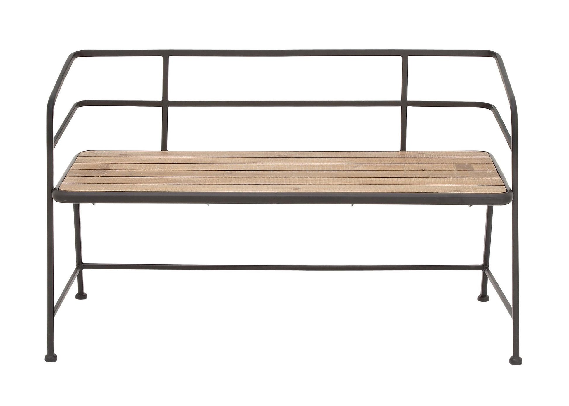 Black Metal Home Bench with Brown Wood Seat