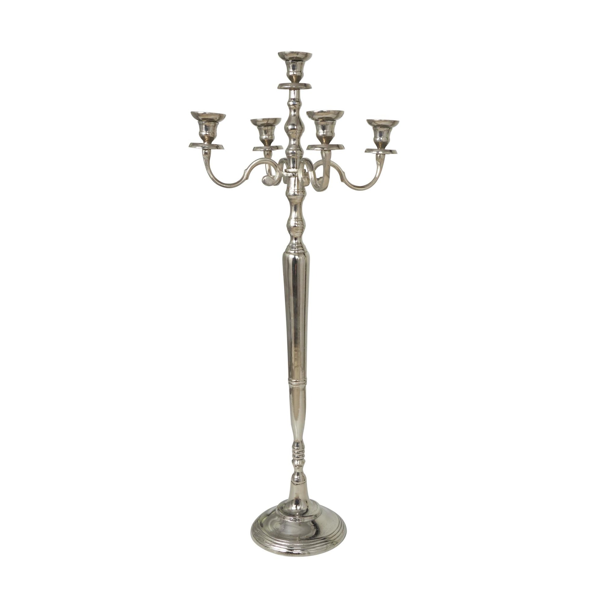 Scroll Aluminum Metal Tall Floor 5 Candle Decorative Candelabra