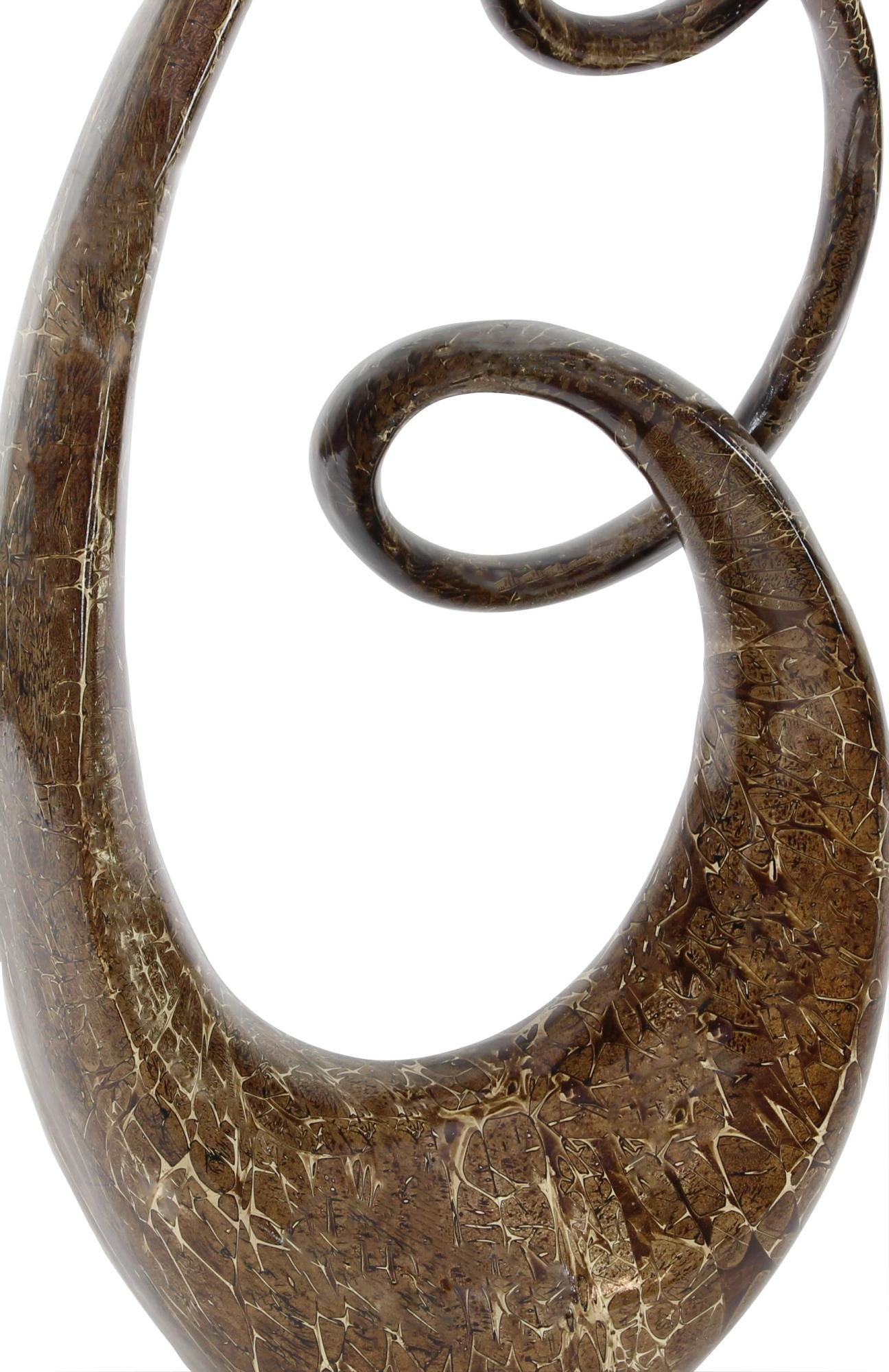 Abstract Brown Polystone Tall Textured Swirl Decorative Sculpture