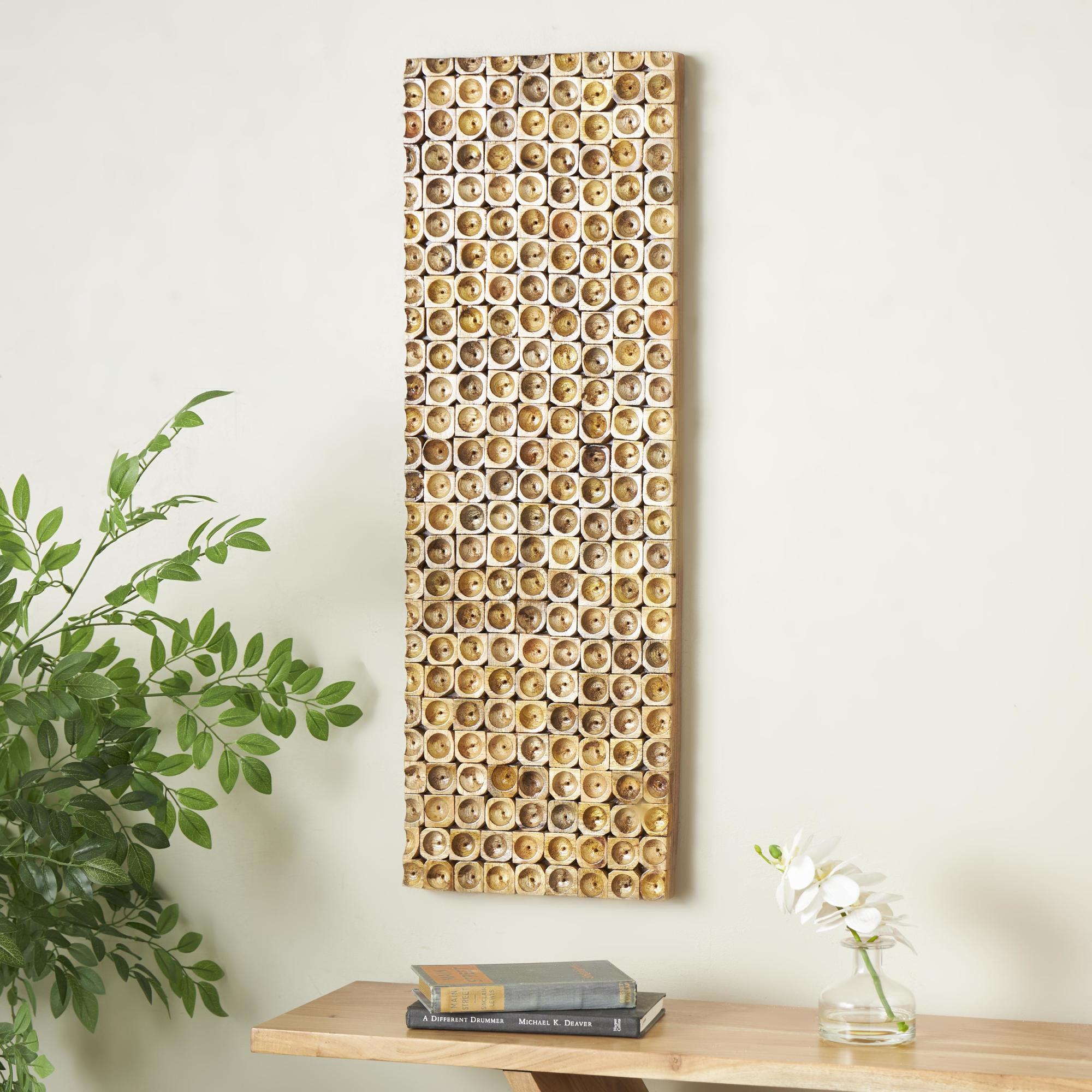 Abstract Brown Mango Wood Handmade Stacked Tree Trunks Home Wall Decor