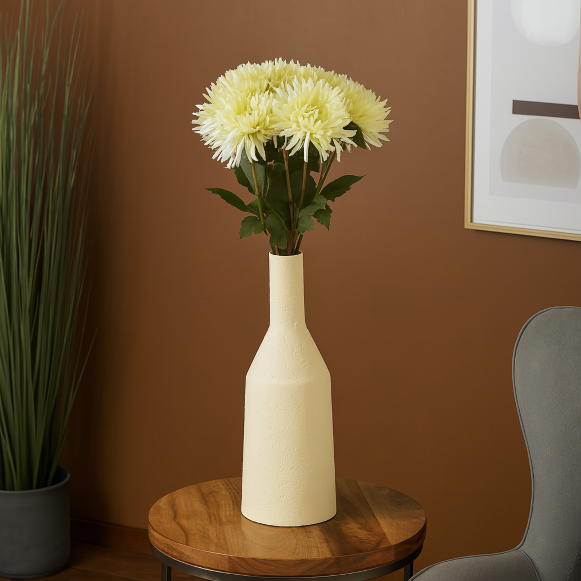 Set of 8 Dahlia White Faux Foliage Tall Indoor Outdoor Artificial Flower Stem