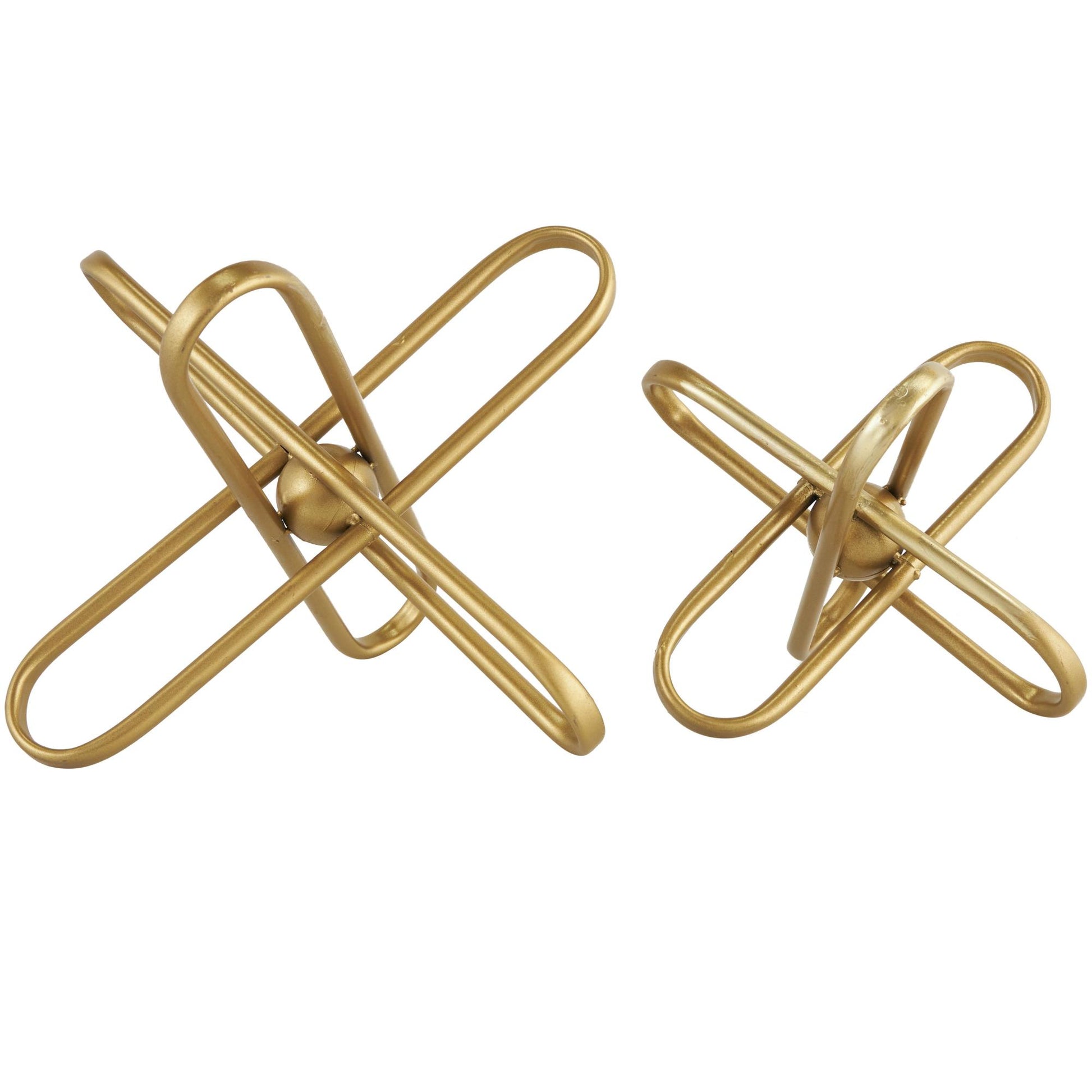 CosmoLiving by Cosmopolitan Set of 2 Jack Gold Metal Linked Decorative Sculpture with Orb Center