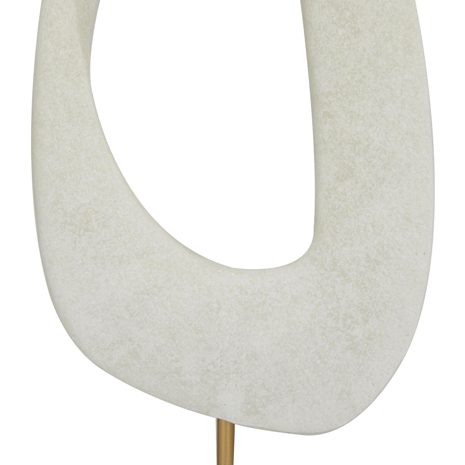 Abstract White Polystone Cut-Out Decorative Sculpture with Marble Stand