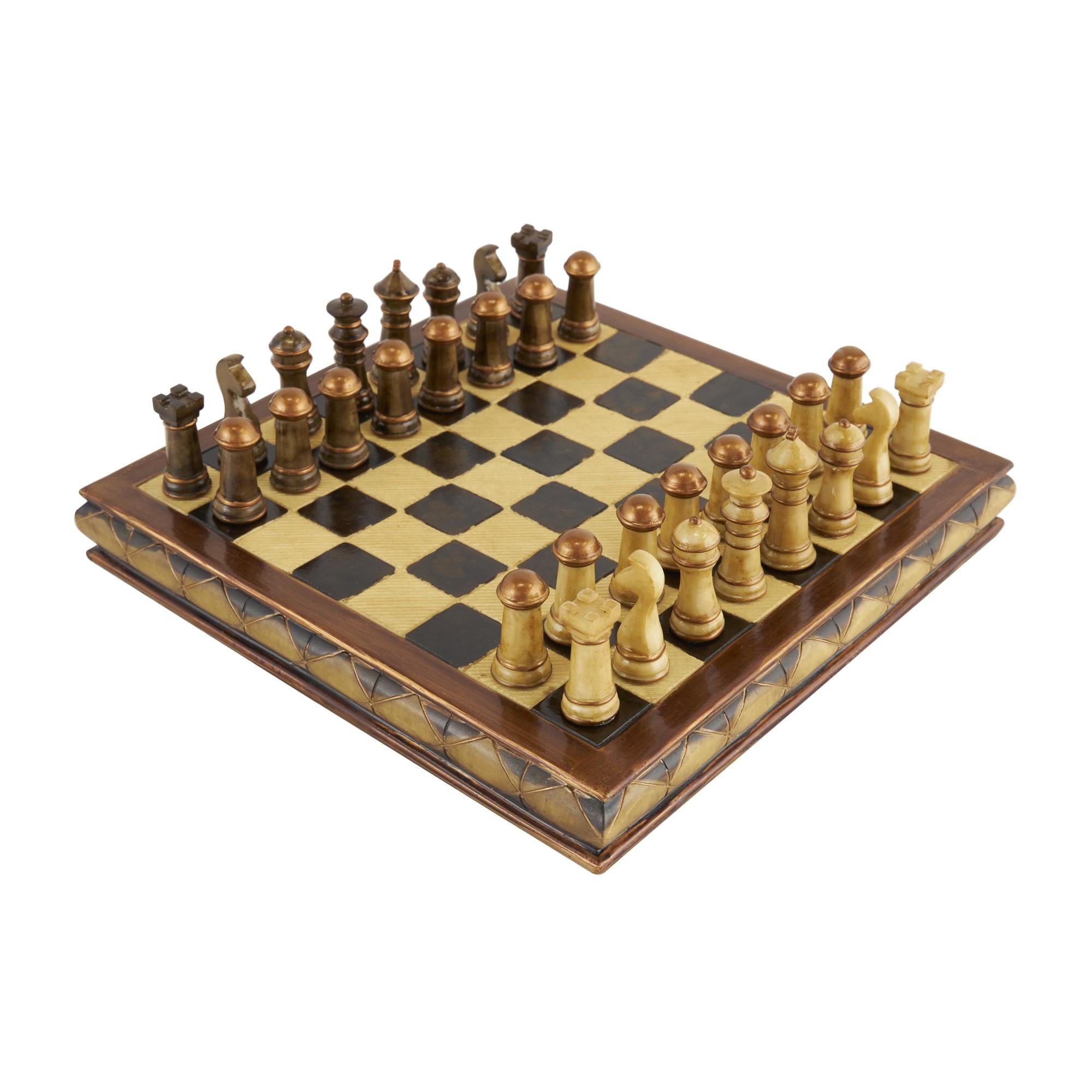 Chess Brown Polystone Home Decor Game Set