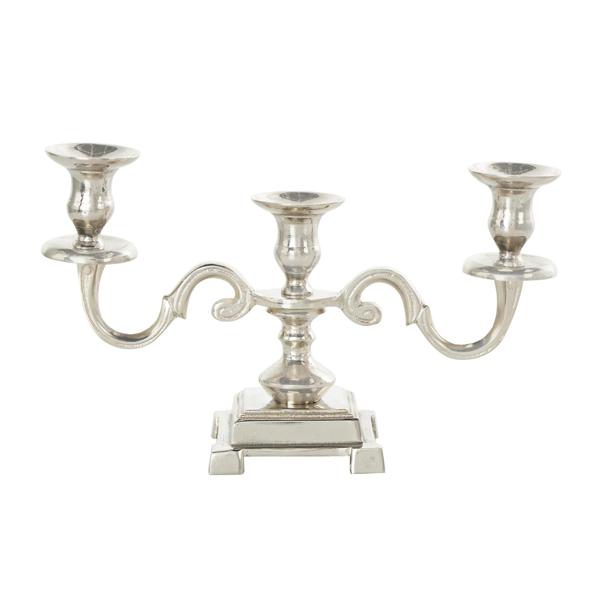 Scroll Silver Aluminum Metal Decorative Candelabra