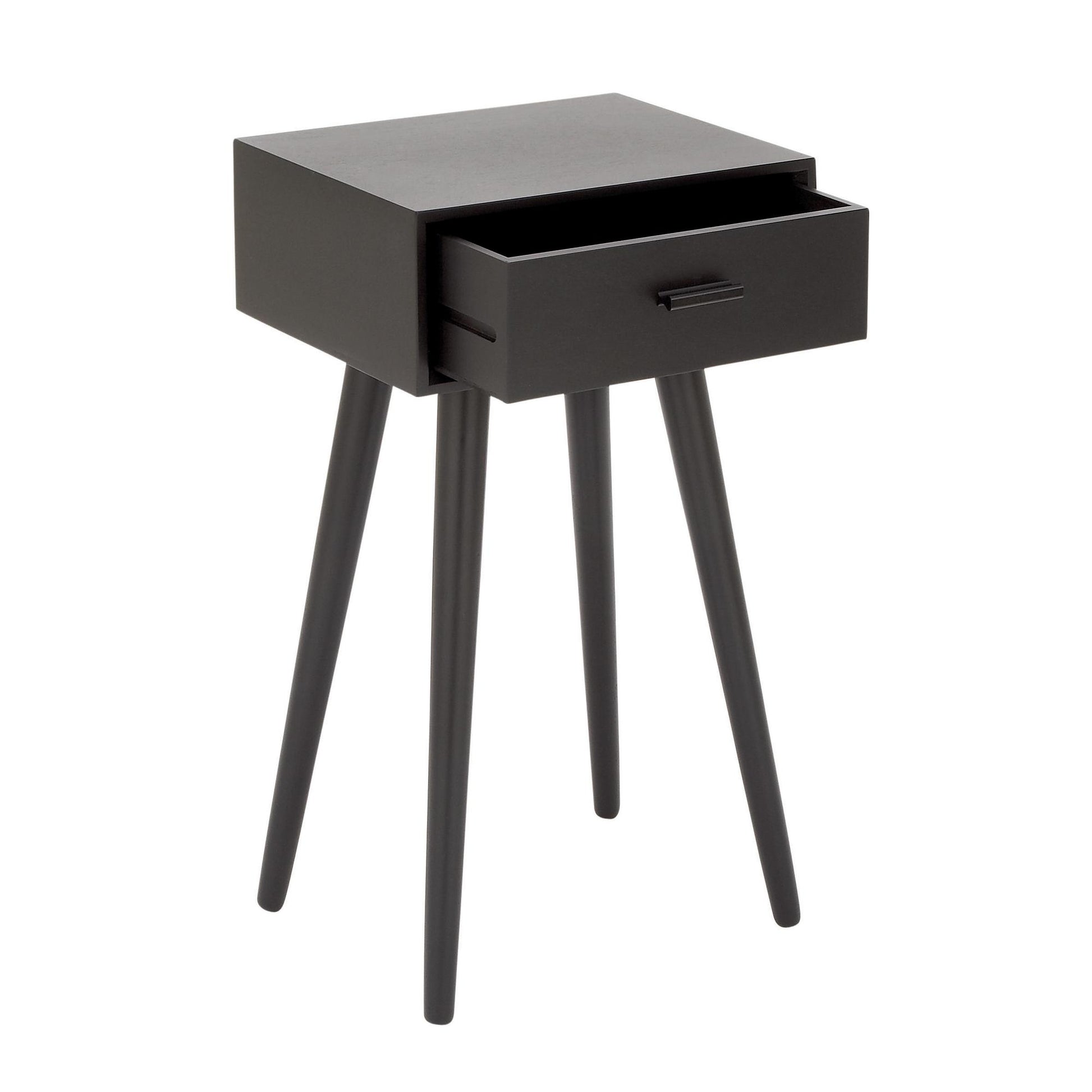 Black Wood Single Drawer Side End Accent Table