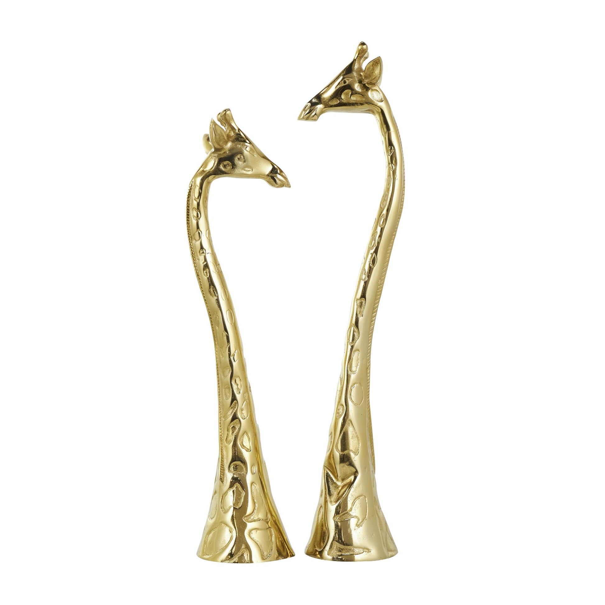 Set of 2 Giraffe Gold Aluminum Metal Decorative Sculpture