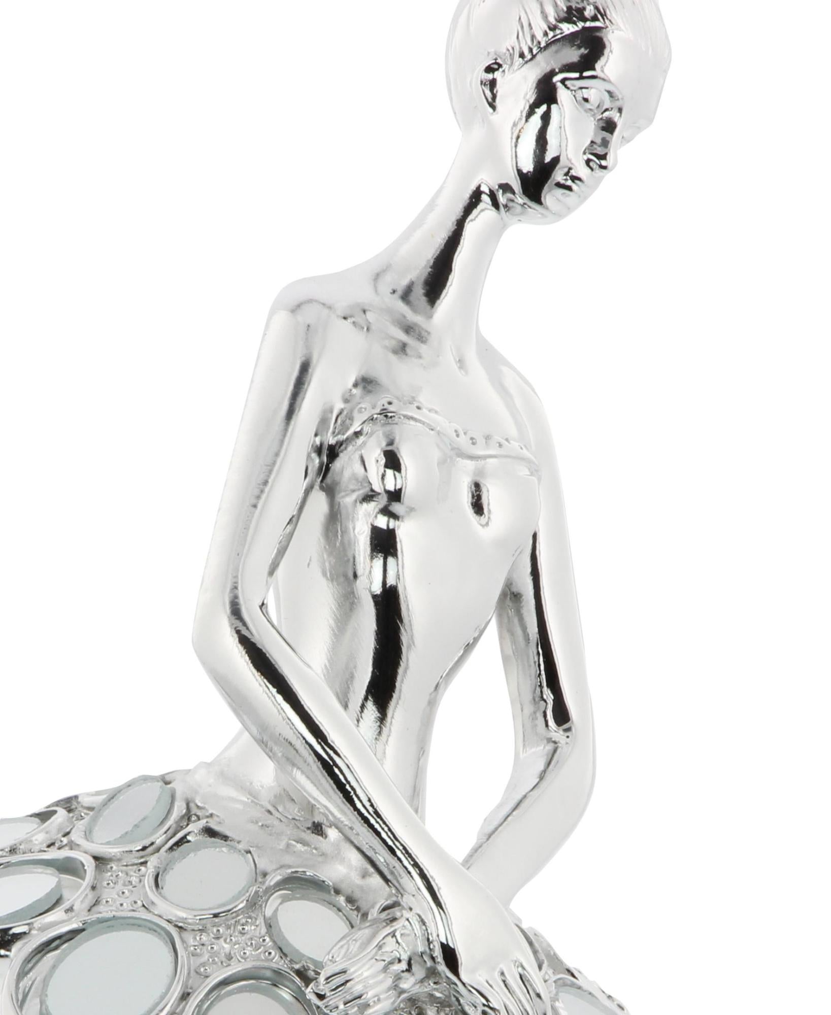 Set of 3 Dancer Polystone Decorative Sculpture with Capiz Inlay Set of 3 12", 12", 11"H