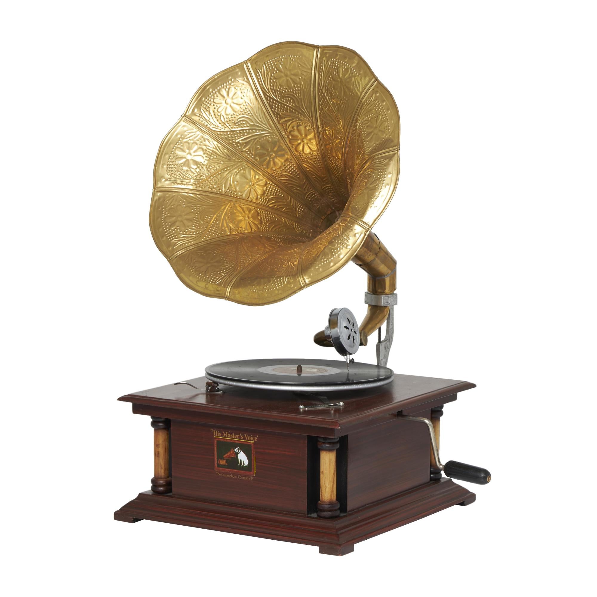 Music Wood Functional Decorative Gramophone with Record