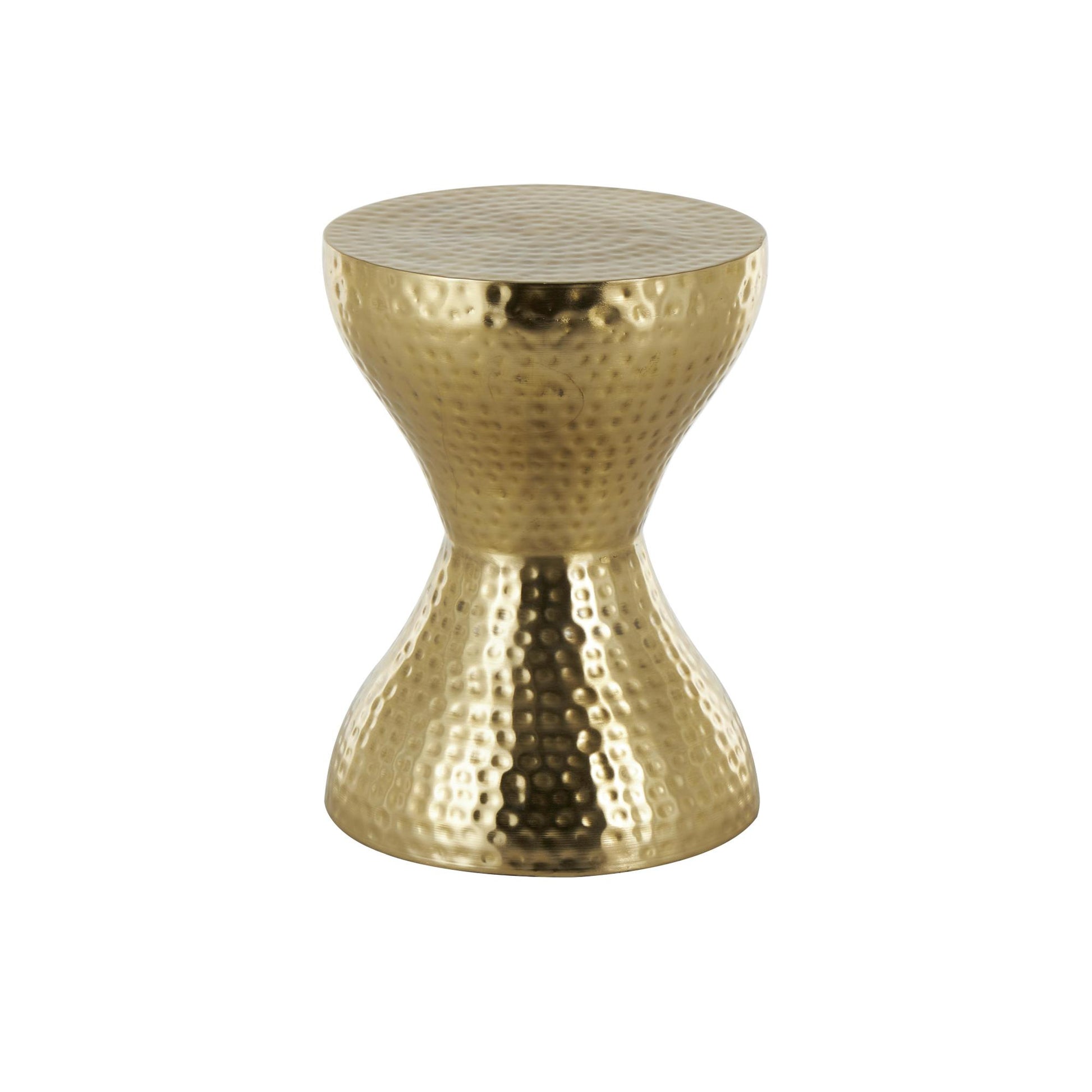 Metal Hammered Side End Accent Table with Hourglass Shape