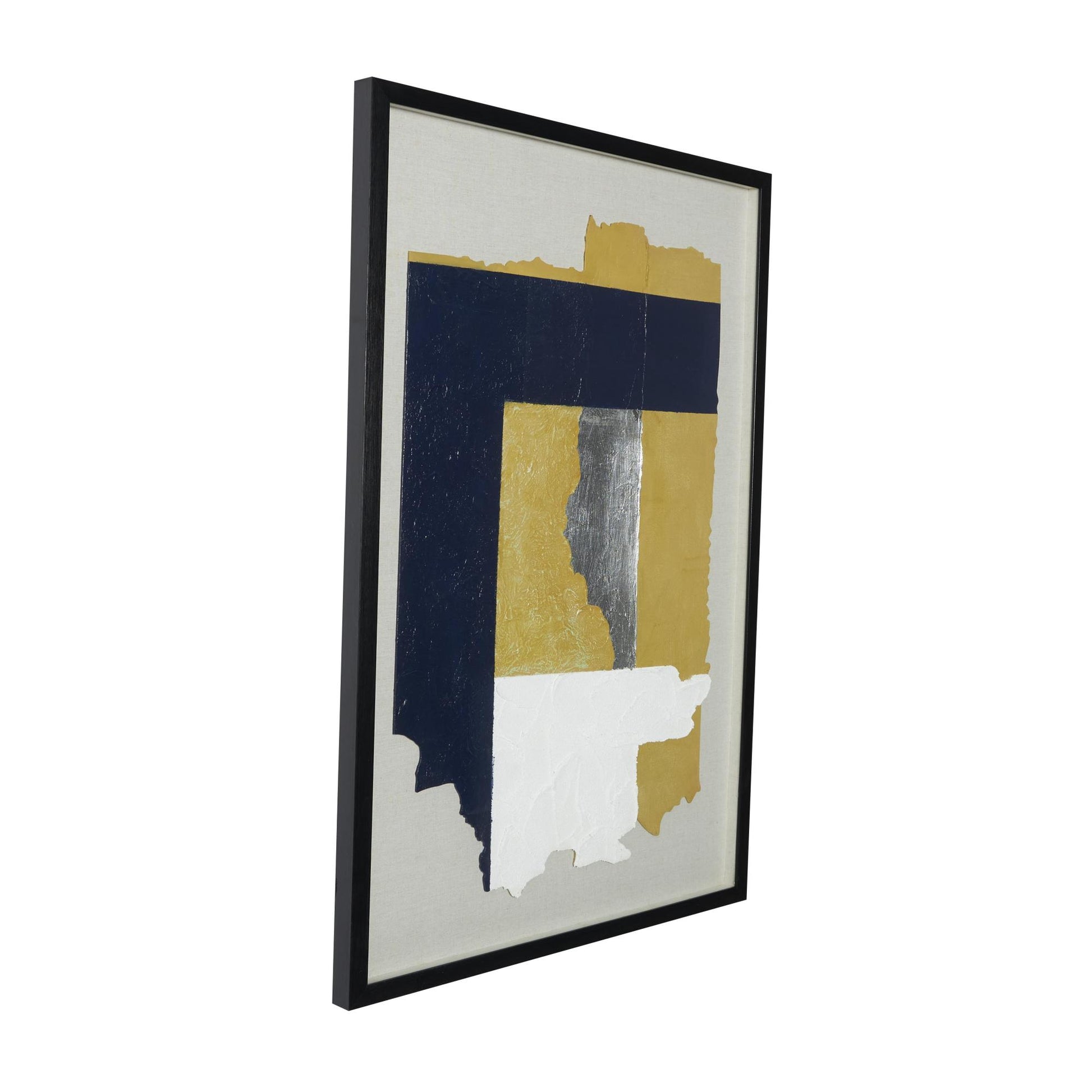 Abstract Linen Fabric Layered 3D Textured Living Room Framed Wall Art with Gray Backing