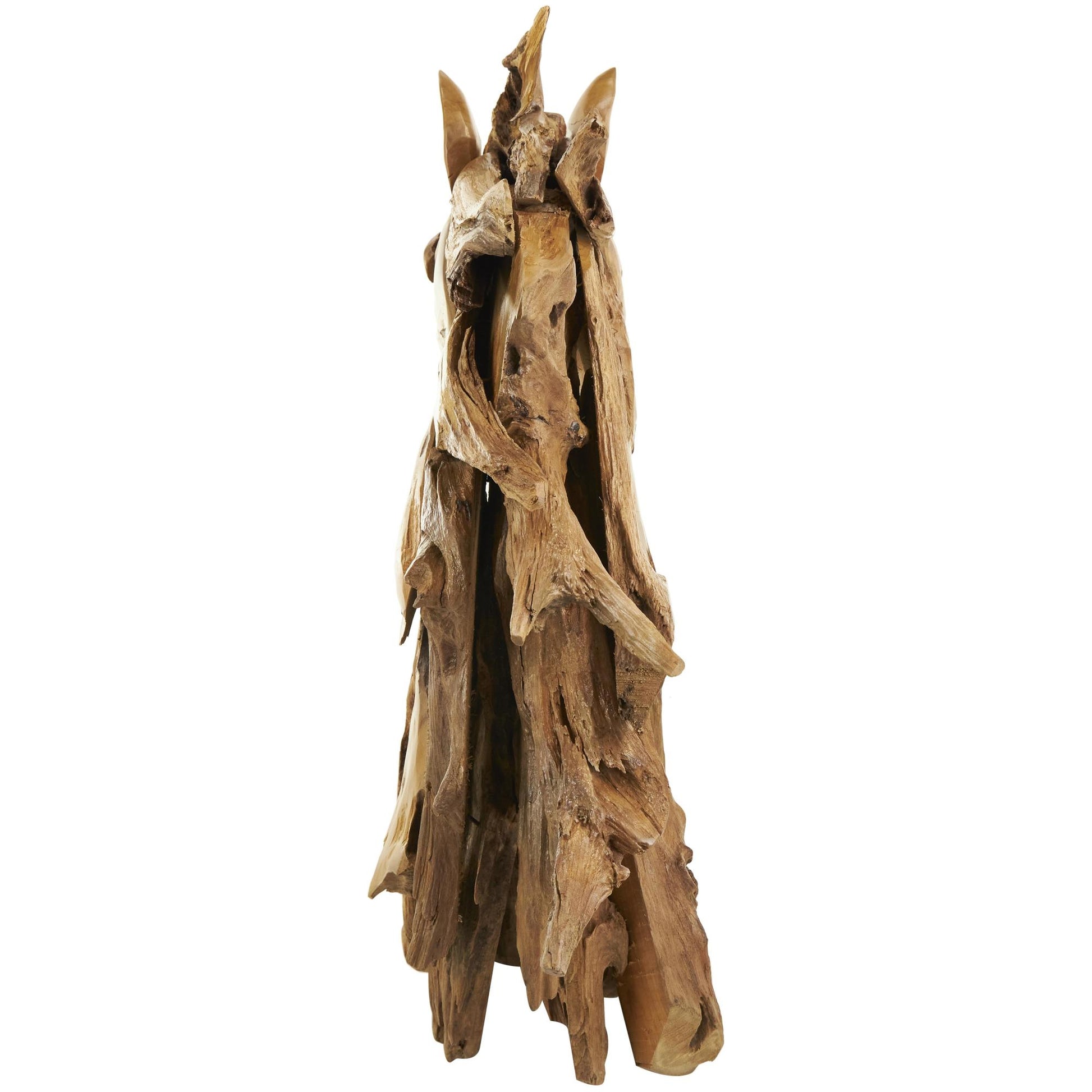 Horse Brown Teak Wood Handmade Decorative Sculpture