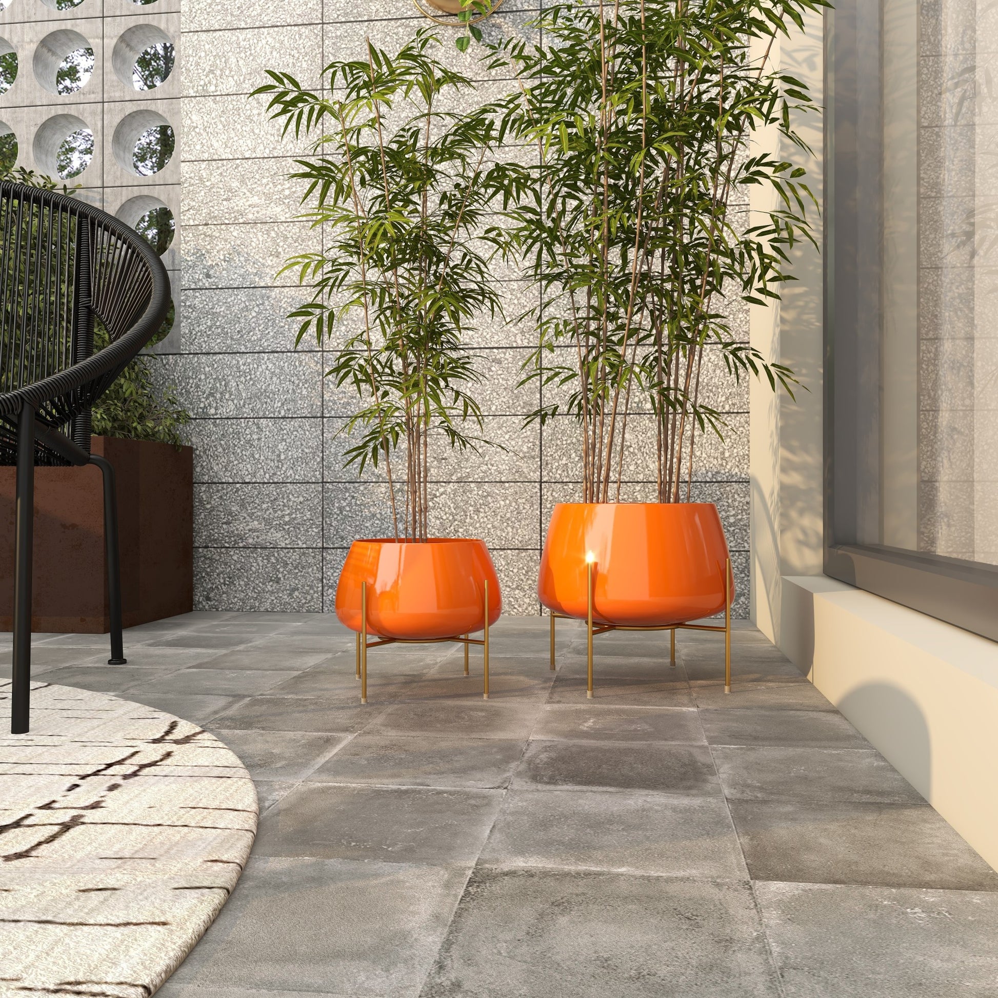 Set of 2 Metal Rounded Dome Indoor Outdoor Planter with Removable Stand