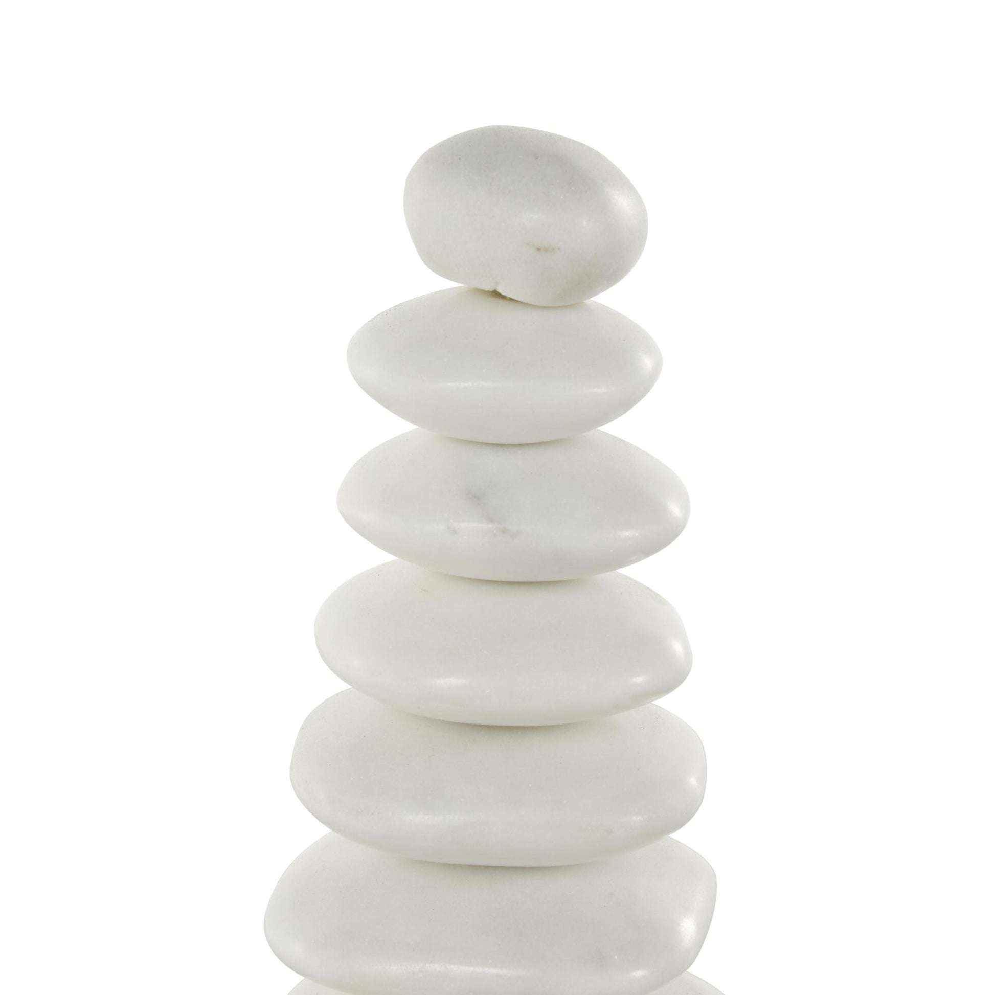 Abstract White Marble Stacked Stone Decorative Sculpture with Black Block Base
