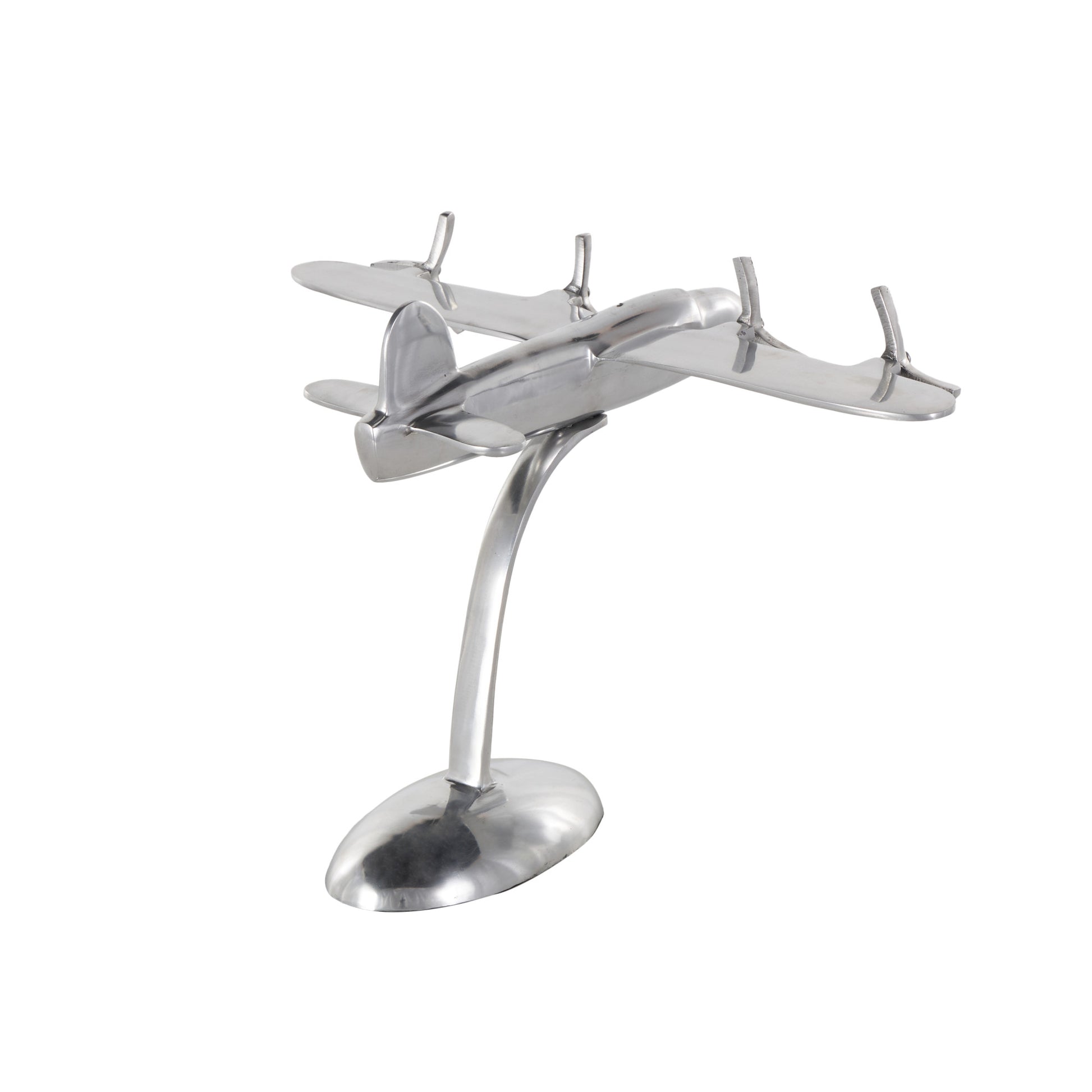 Airplane Silver Aluminum Metal Decorative Sculpture