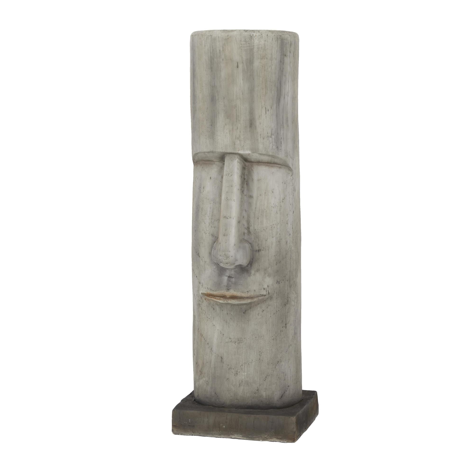 Face Gray Magnesium Oxide Indoor Outdoor Easter Island Head Decorative Garden Sculpture