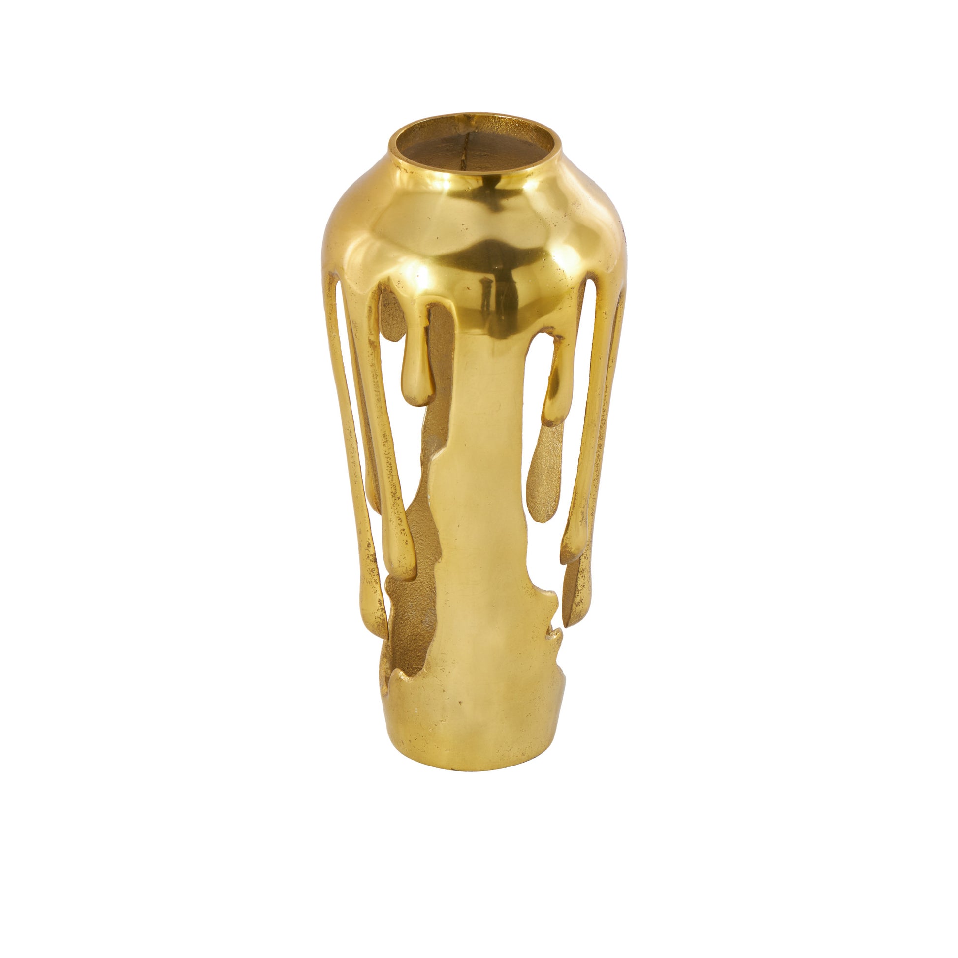 Abstract Aluminum Metal Drip Decorative Vase with Melting Designed Body