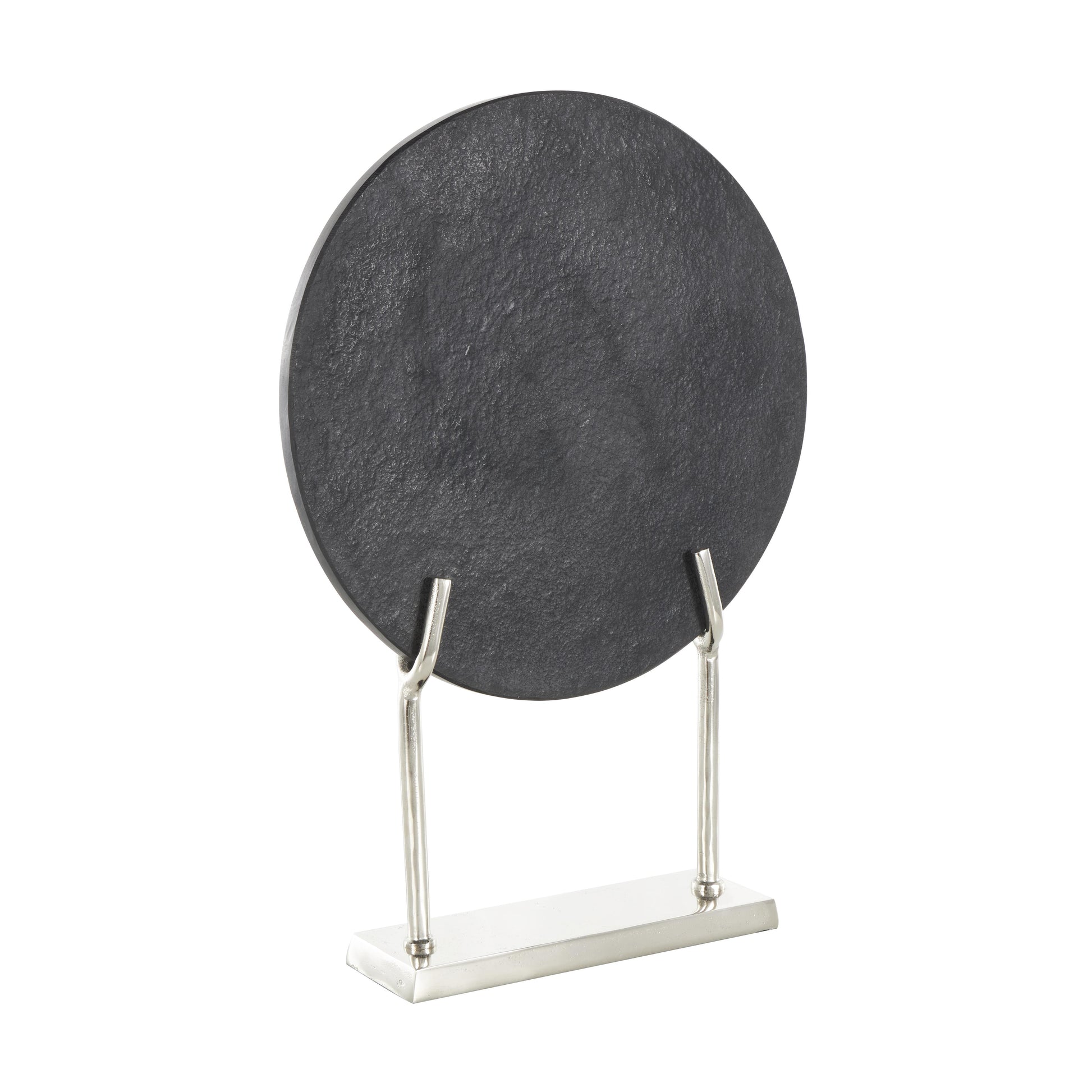 Abstract Marble Textured Disk Decorative Sculpture with Gold Stand 14" x 3" x 20"