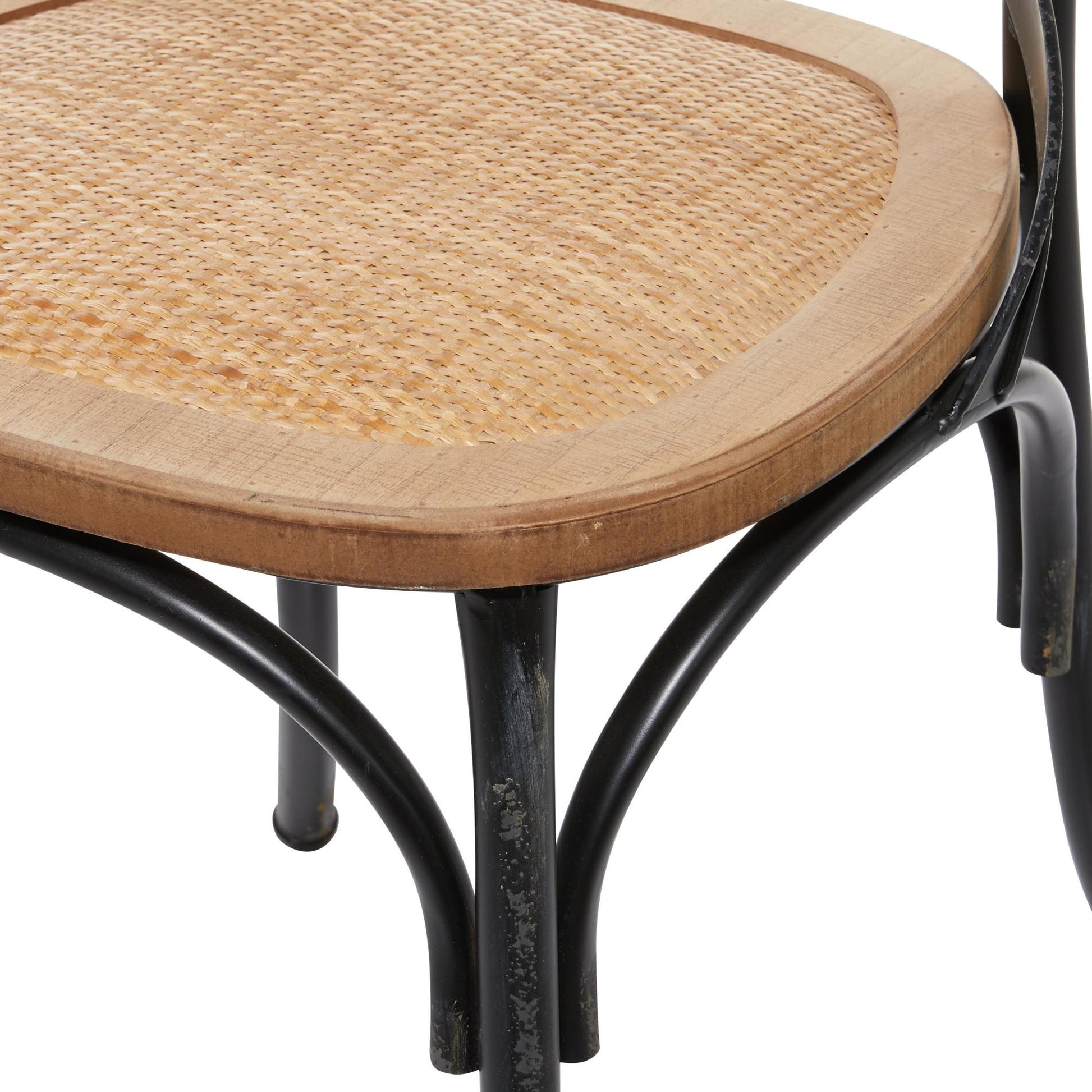 Metal Kitchen Dining Chair with Brown Rattan Seat