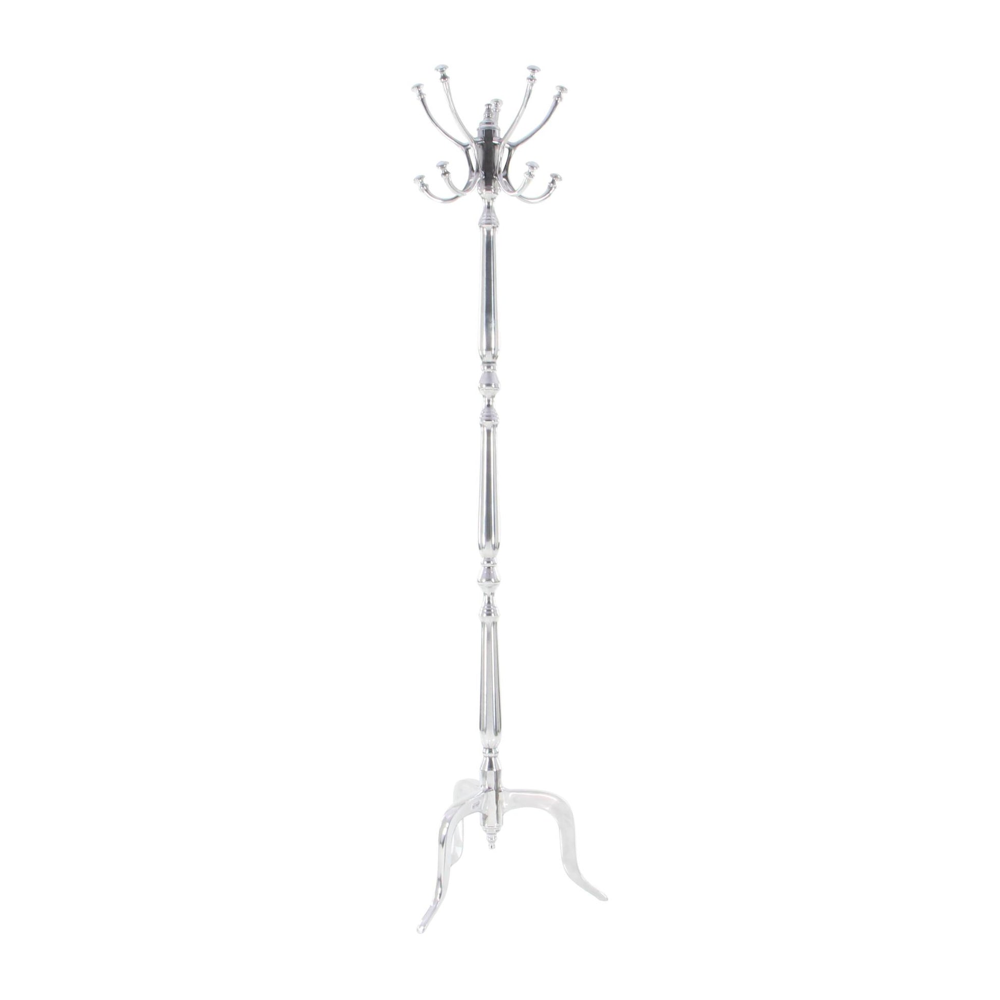 Silver Metal 5 Hook Freestanding Coat Rack