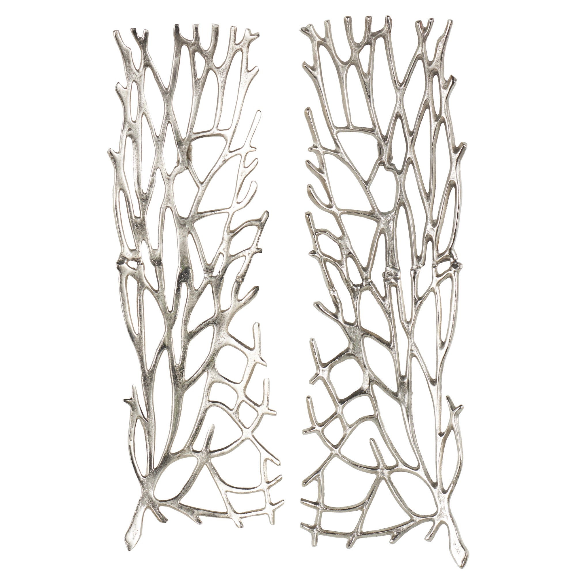 Set of 2 Coral Aluminum Metal Inspired Home Wall Decor Set of 2 11"W, 33"H