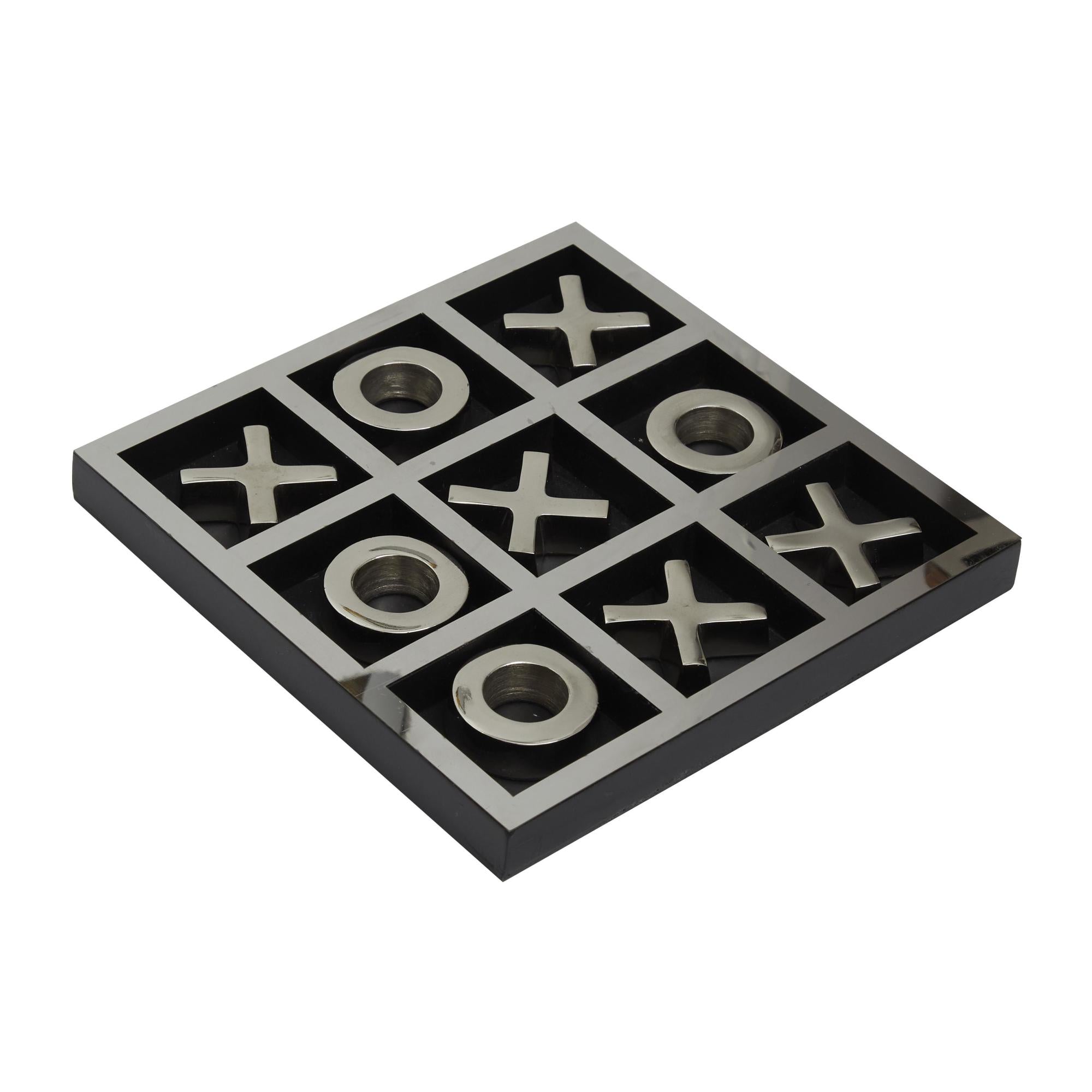 Tic Tac Toe Aluminum Metal Home Decor Game Set with Black Frame