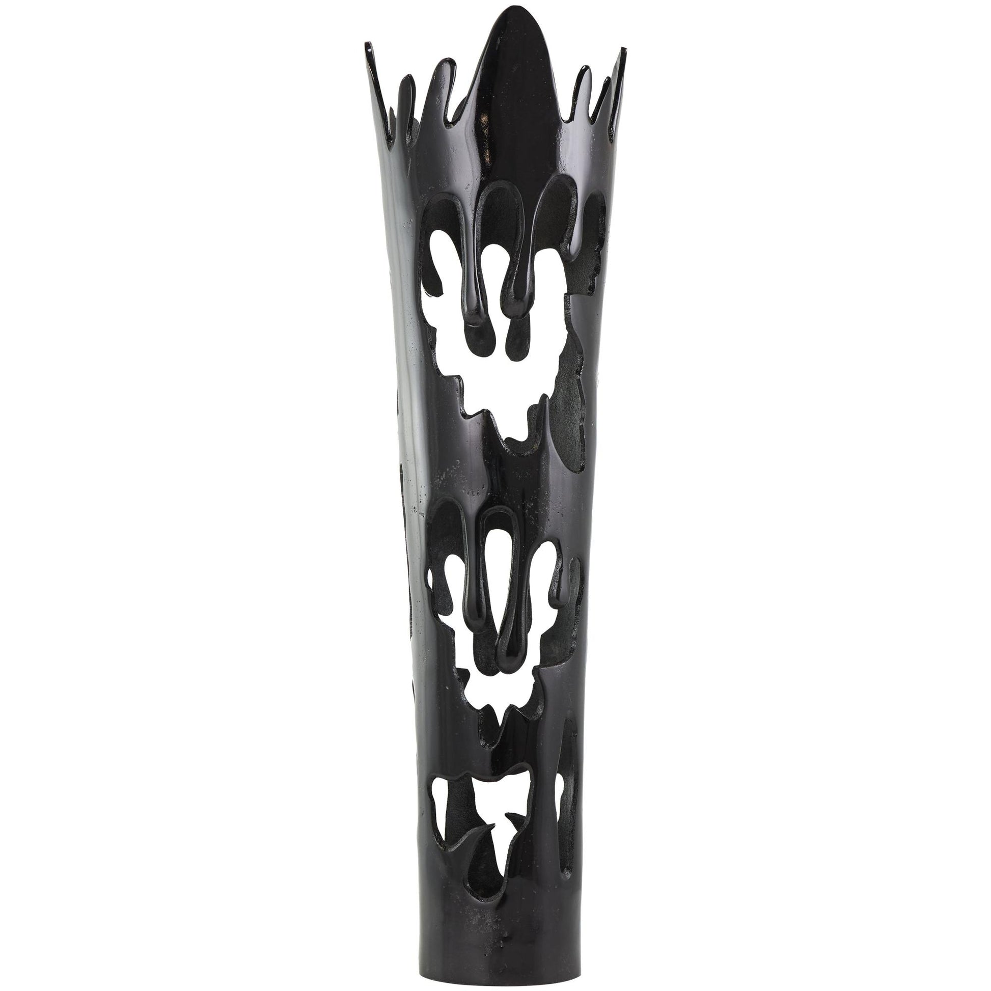 Abstract Aluminum Metal Tall Floor Drip Decorative Vase with Melting Designed Body