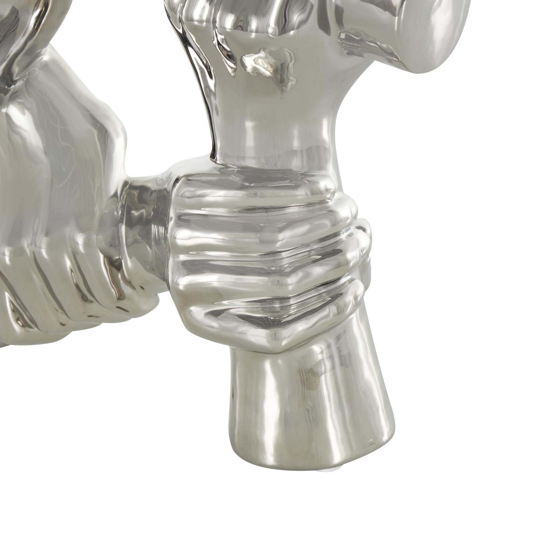 Hands Silver Ceramic Gripping Decorative Sculpture
