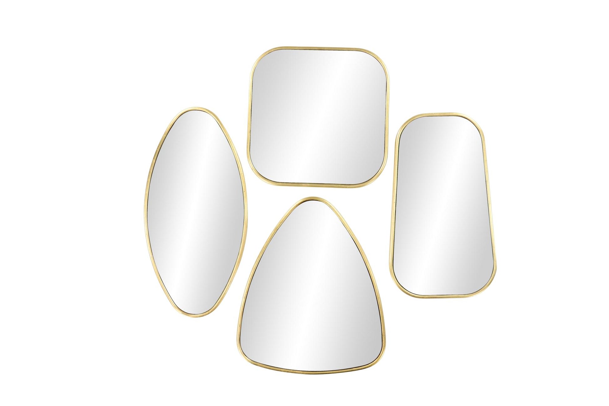 CosmoLiving by Cosmopolitan Set of 4 Gold Metal Room Wall Mirror with Varying Shapes