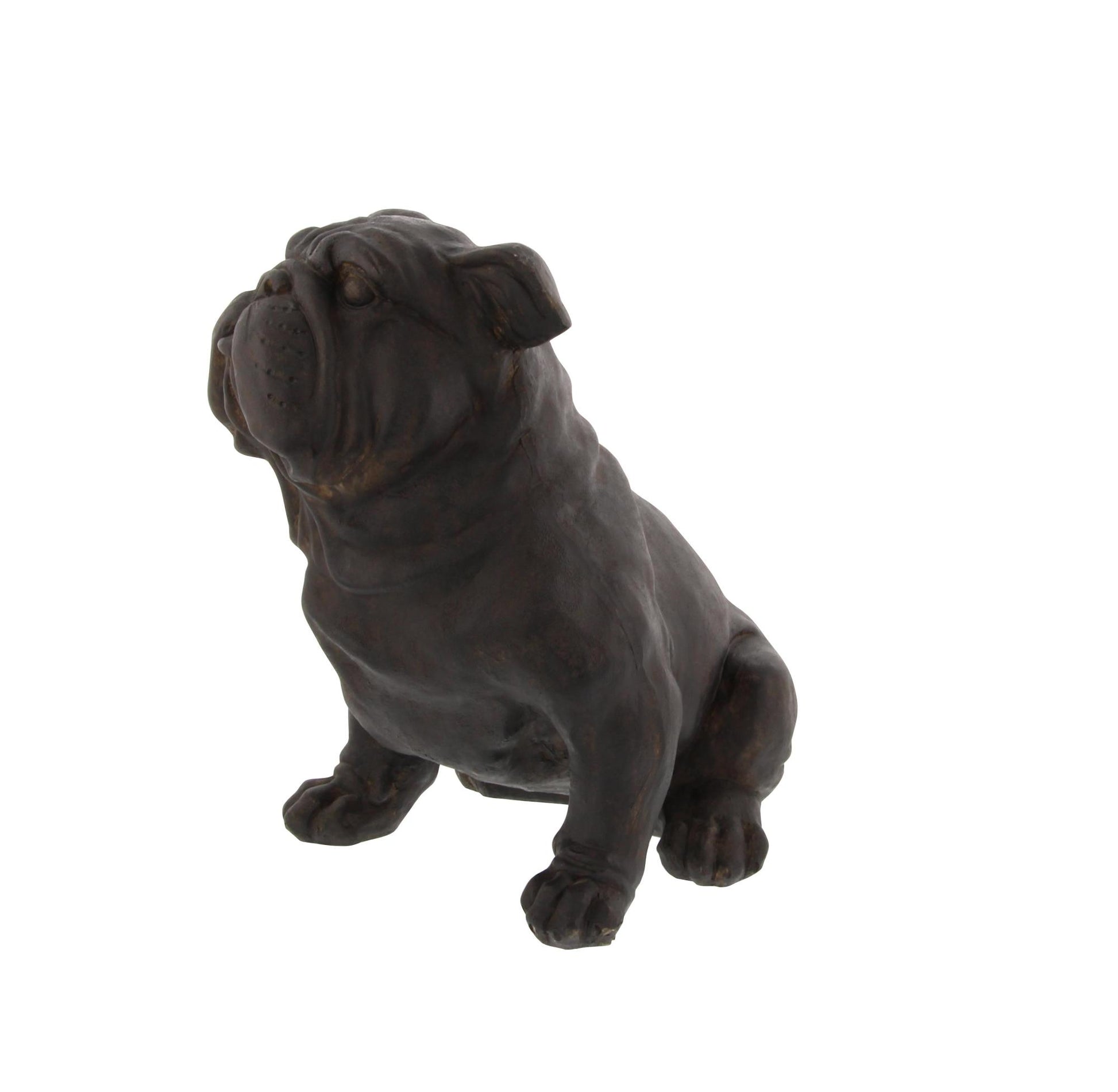 Bulldog Brown Polystone Weathered Sitting Decorative Sculpture