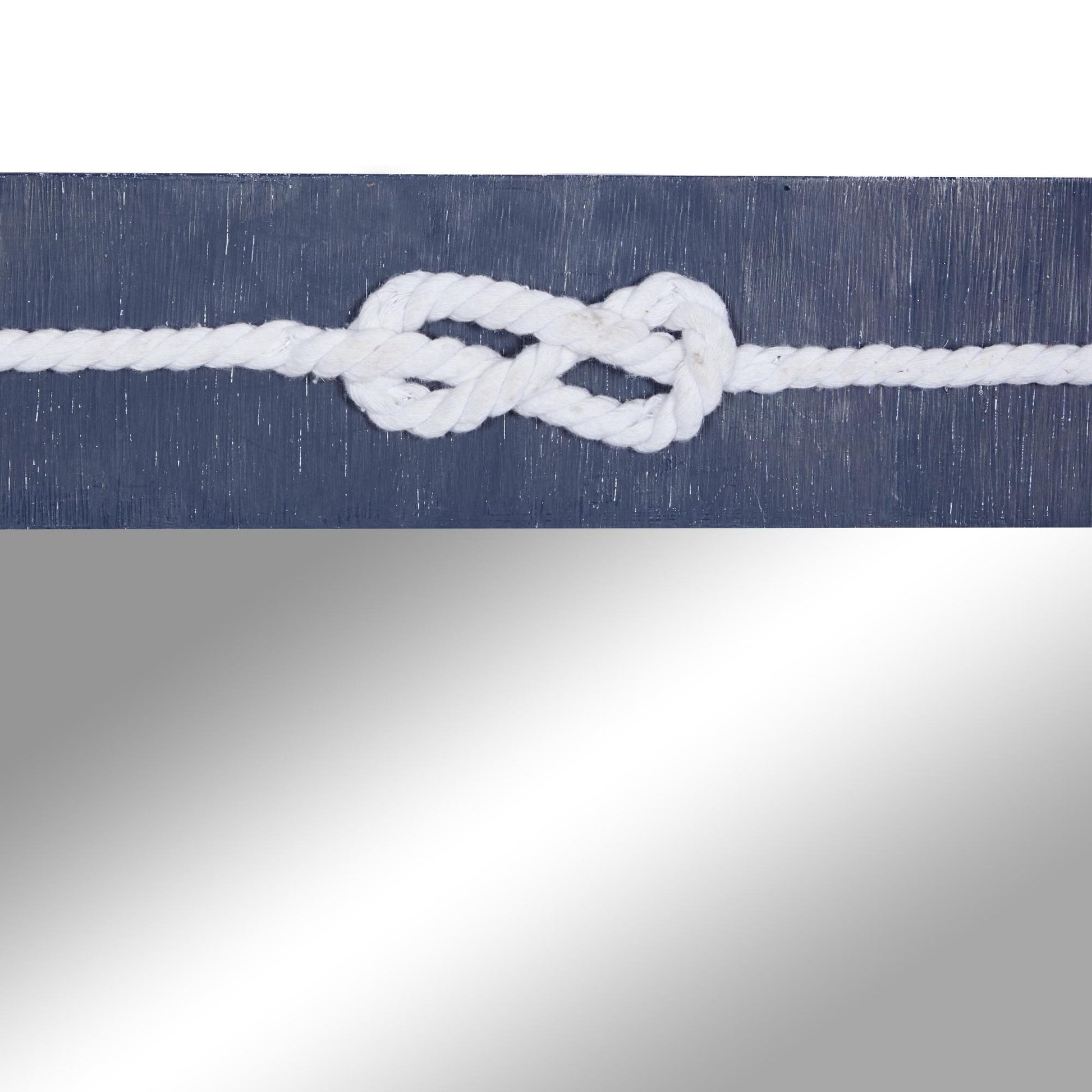 Blue Wood Room Wall Mirror with Knotted Rope