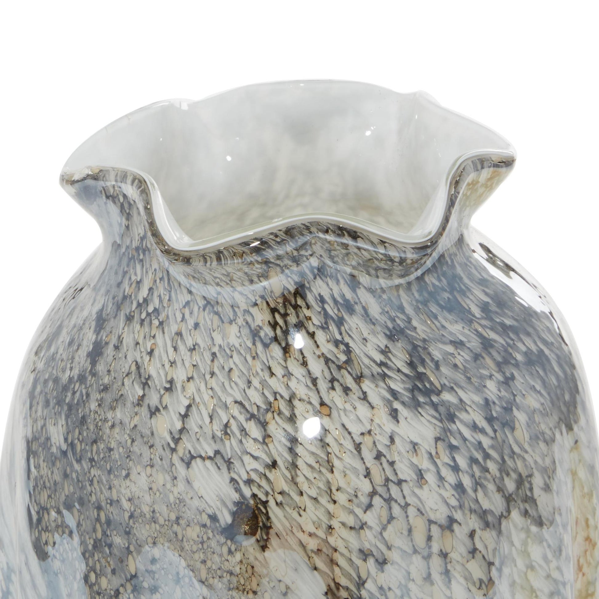 Set of 2 Gray Glass Handmade Blown Decorative Vase