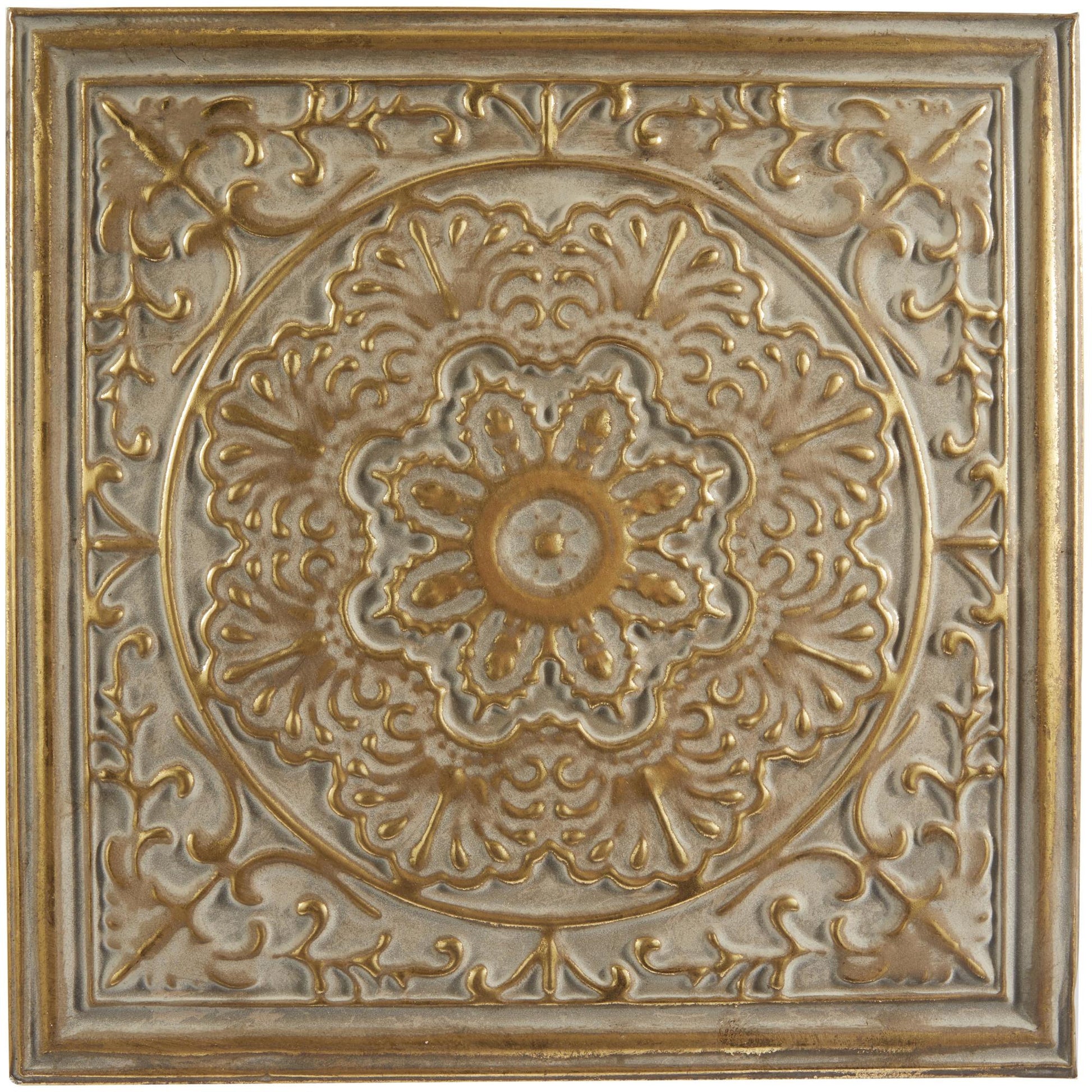 Set of 4 Scroll Gold Metal Home Wall Decor with Embossed Details