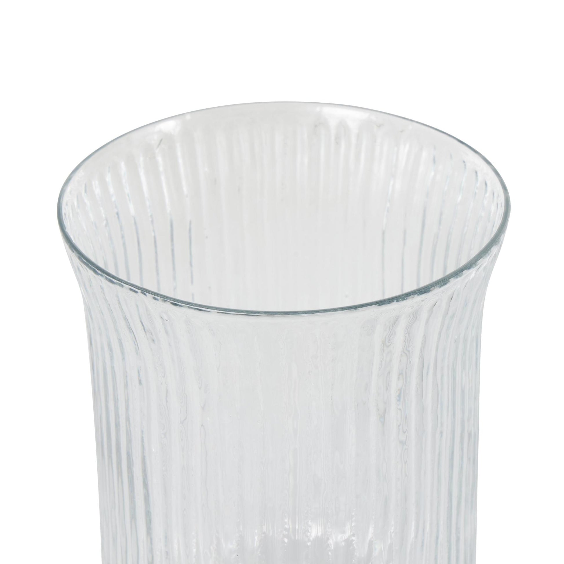 Clear Glass Ribbed Fluted Decorative Candle Holder