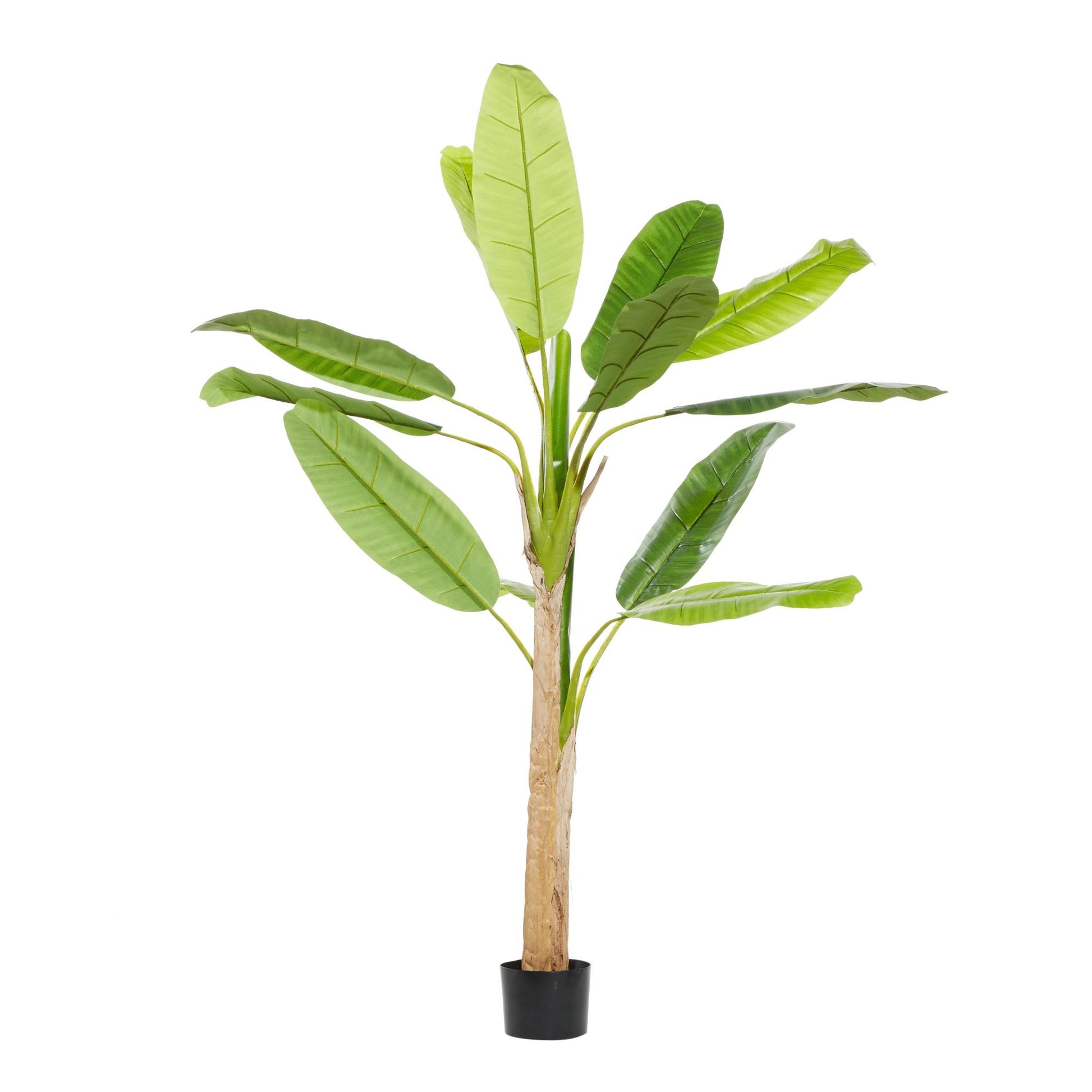Banana Leaf Green Faux Foliage Indoor Outdoor Artificial Tree with Realistic Leaves and Black Plastic Pot