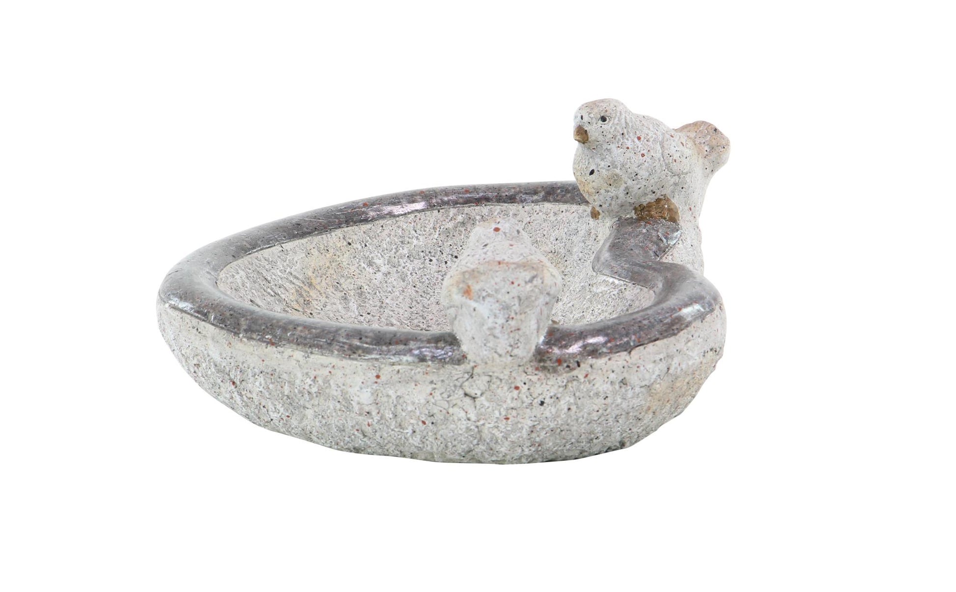 Bird Gray Polystone Indoor Outdoor Decorative Garden Sculpture with Bath Bowl