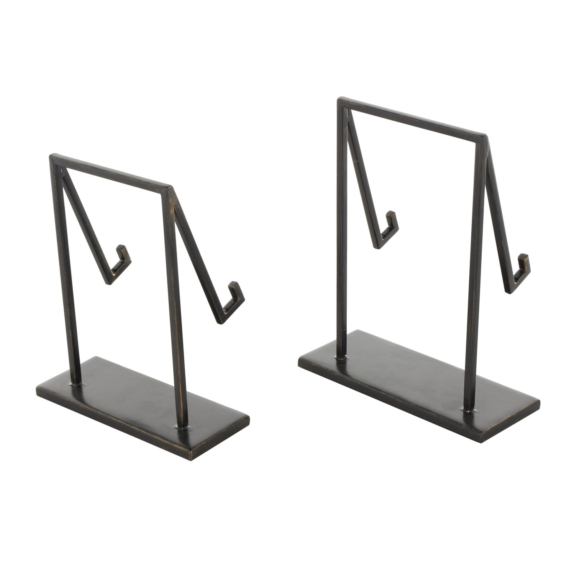 Set of 2 Black Metal Modern Tabletop Abstract Display Easel with Gold Accents