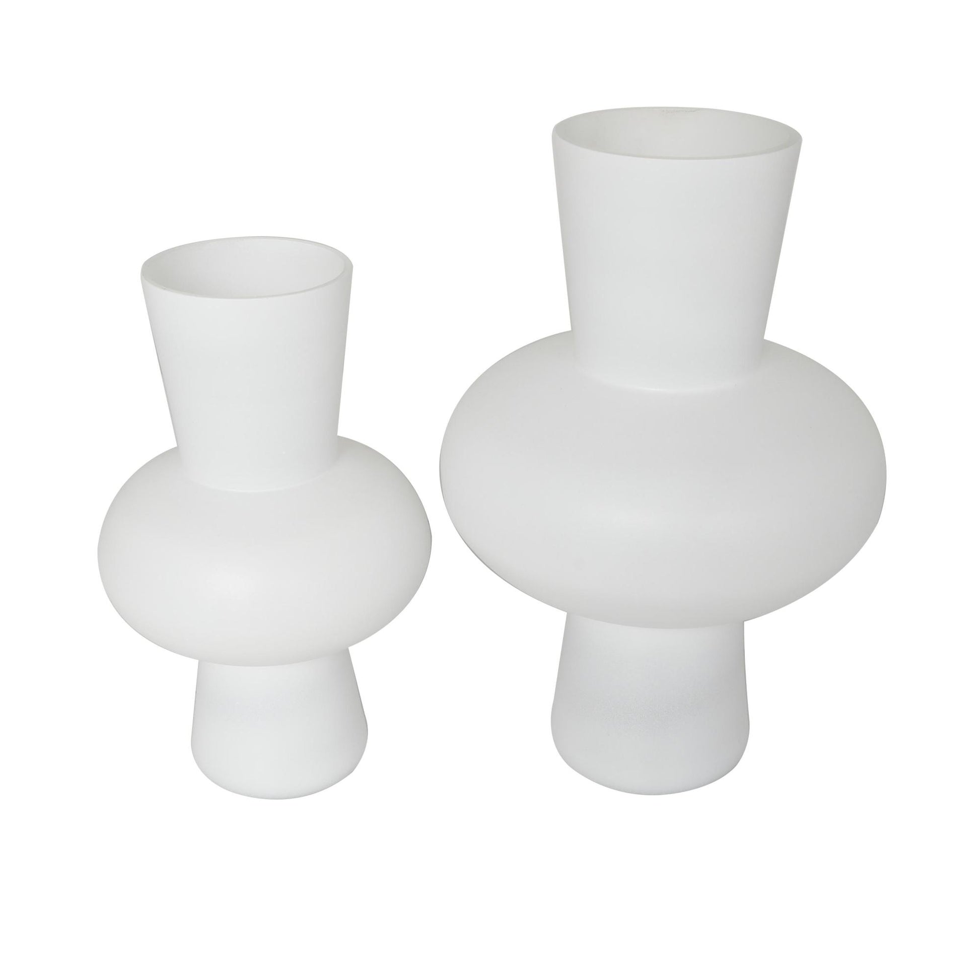 Set of 2 Glass Trumpet Decorative Vase with Wide Rounded Center
