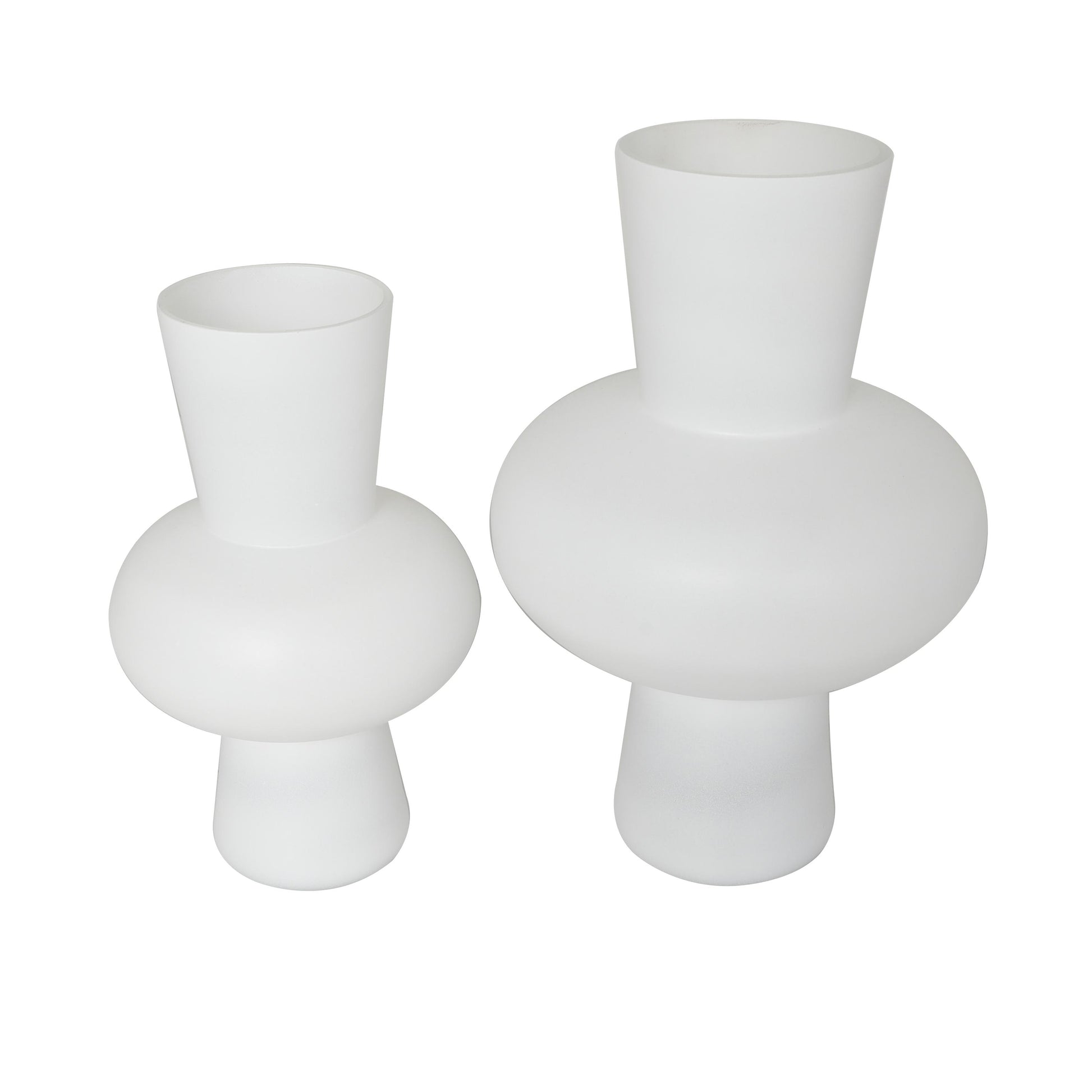 Set of 2 Glass Trumpet Decorative Vase with Wide Rounded Center