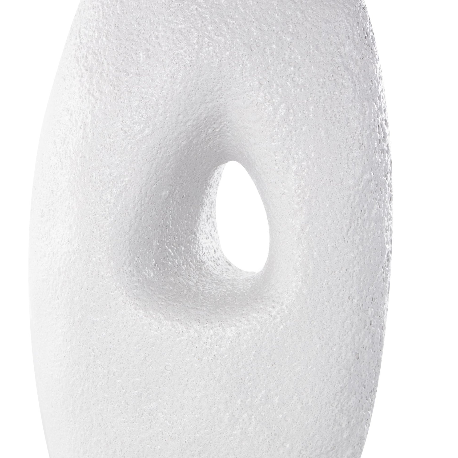 Abstract White Ceramic Textured Decorative Vase with Cutout Center
