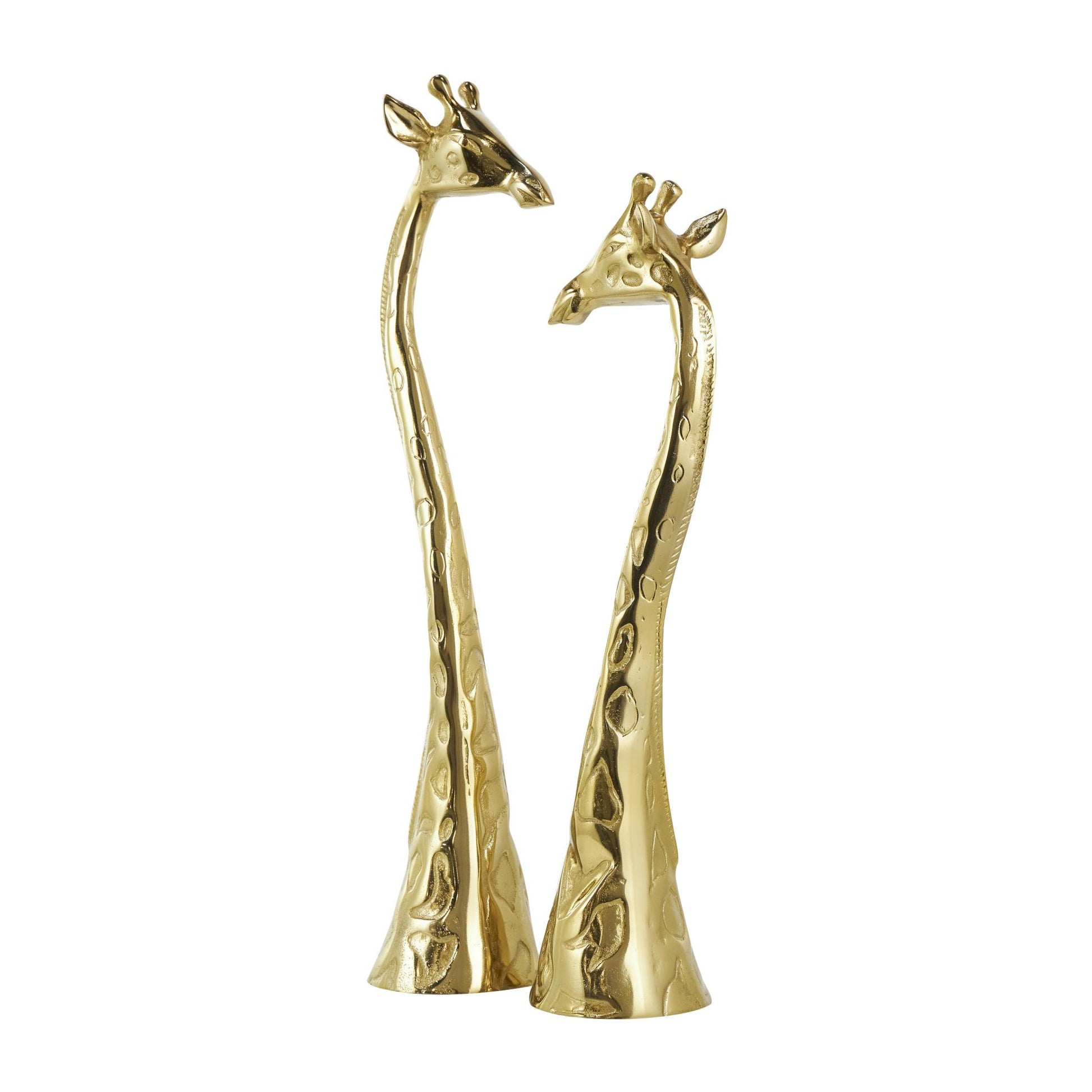 Set of 2 Giraffe Gold Aluminum Metal Decorative Sculpture