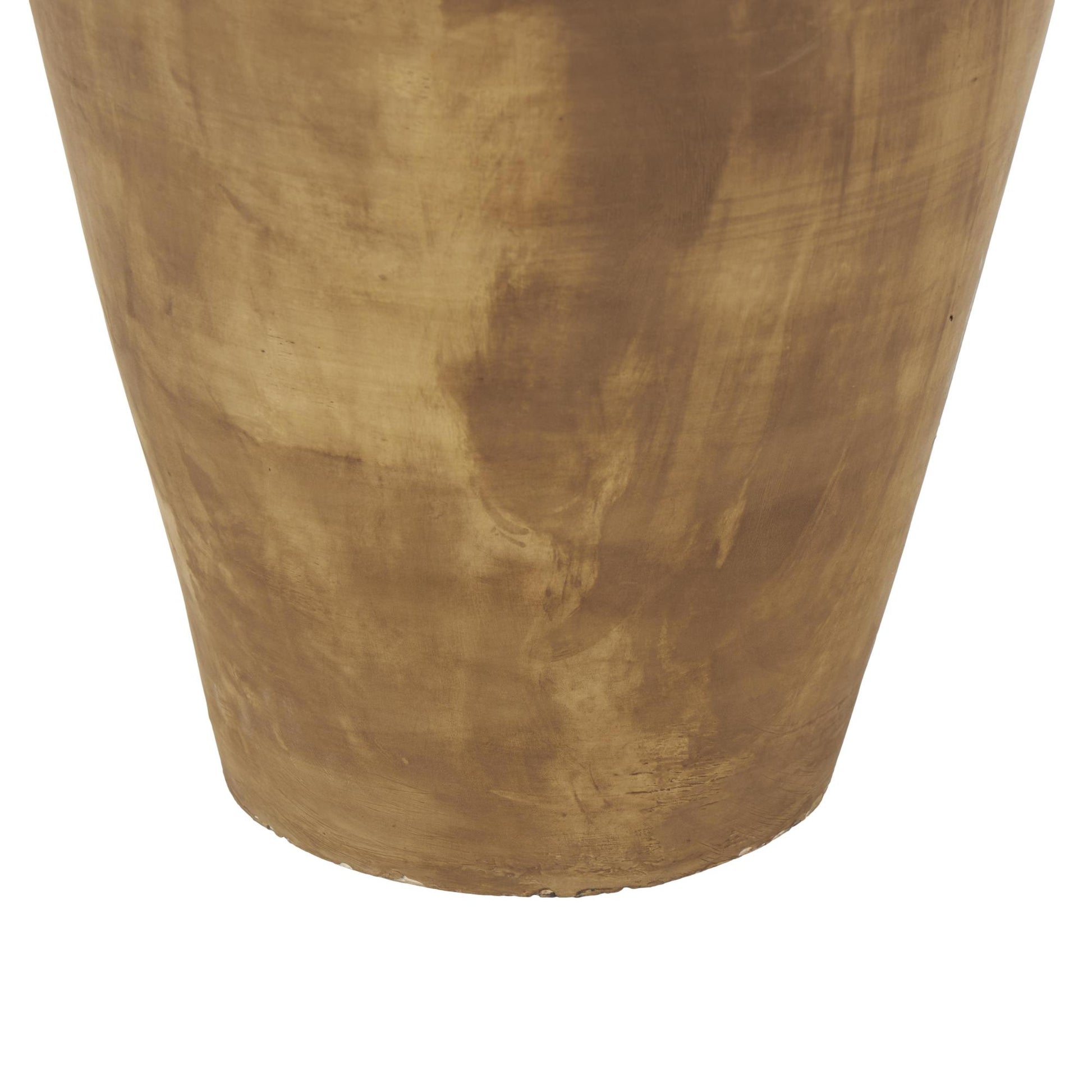 Brown Ceramic Antique Style Distressed Patina Decorative Vase with Beige Accents