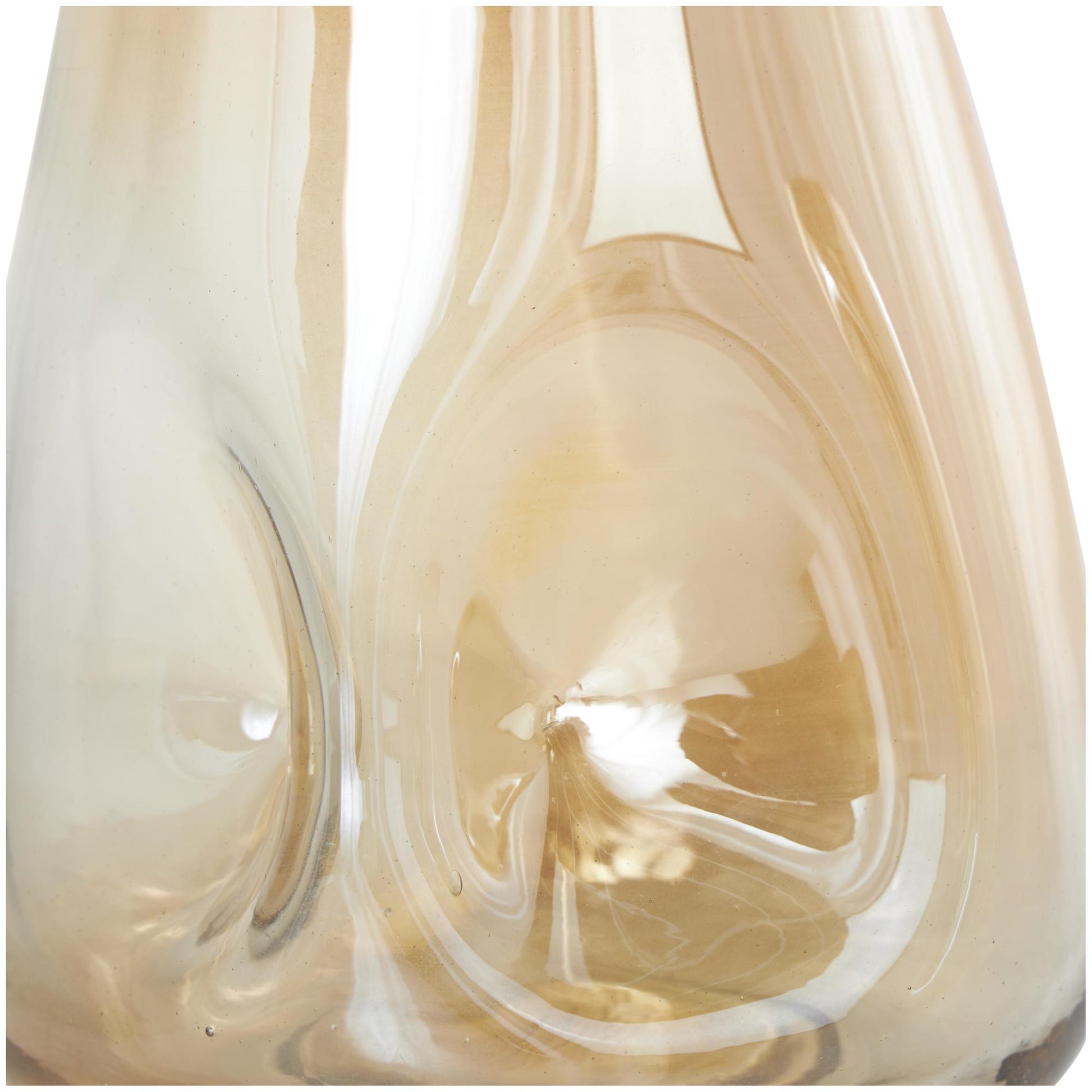 Set of 2 Abstract Gold Glass Concaved Iridescent Decorative Vase