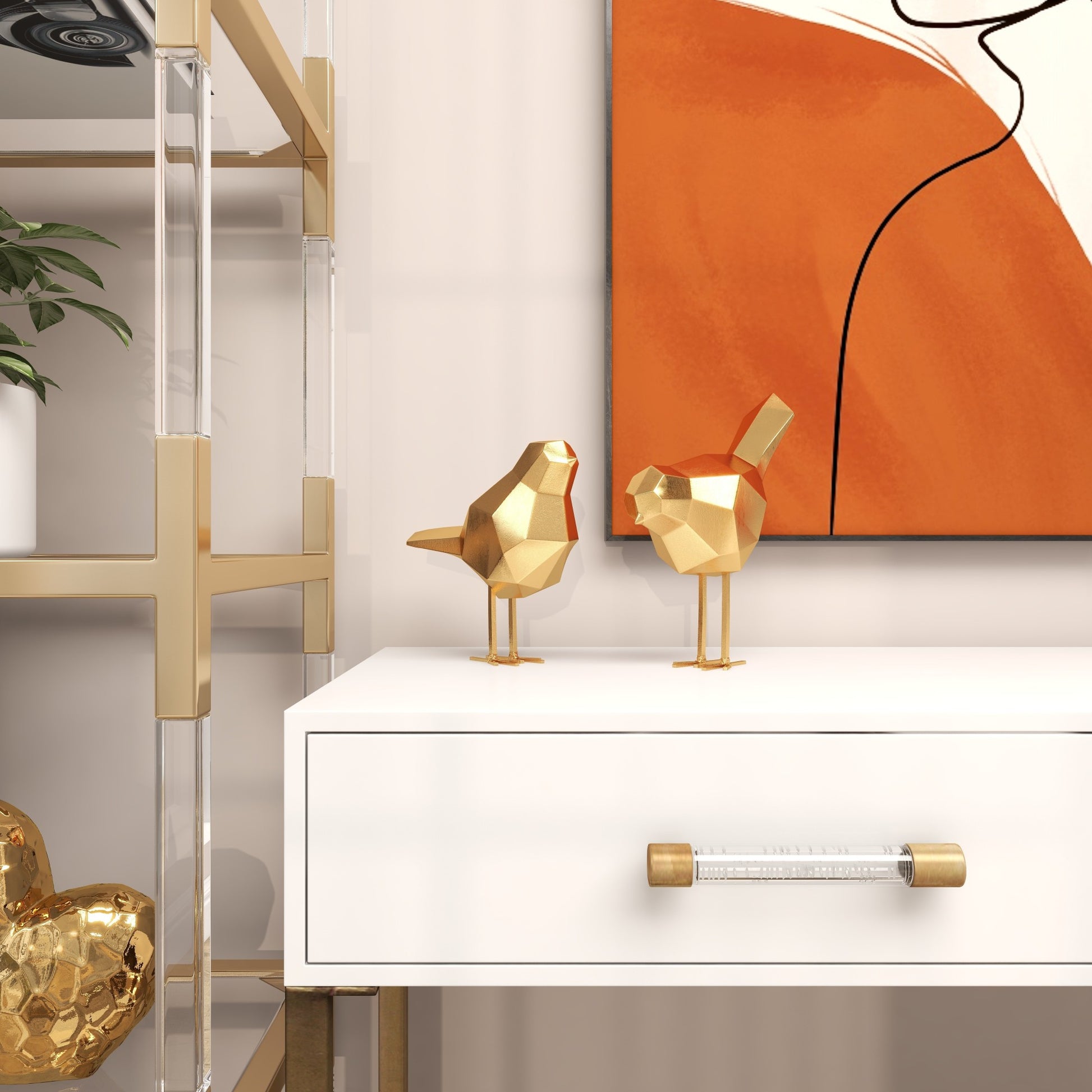 CosmoLiving by Cosmopolitan Set of 2 Bird Polystone Decorative Sculpture